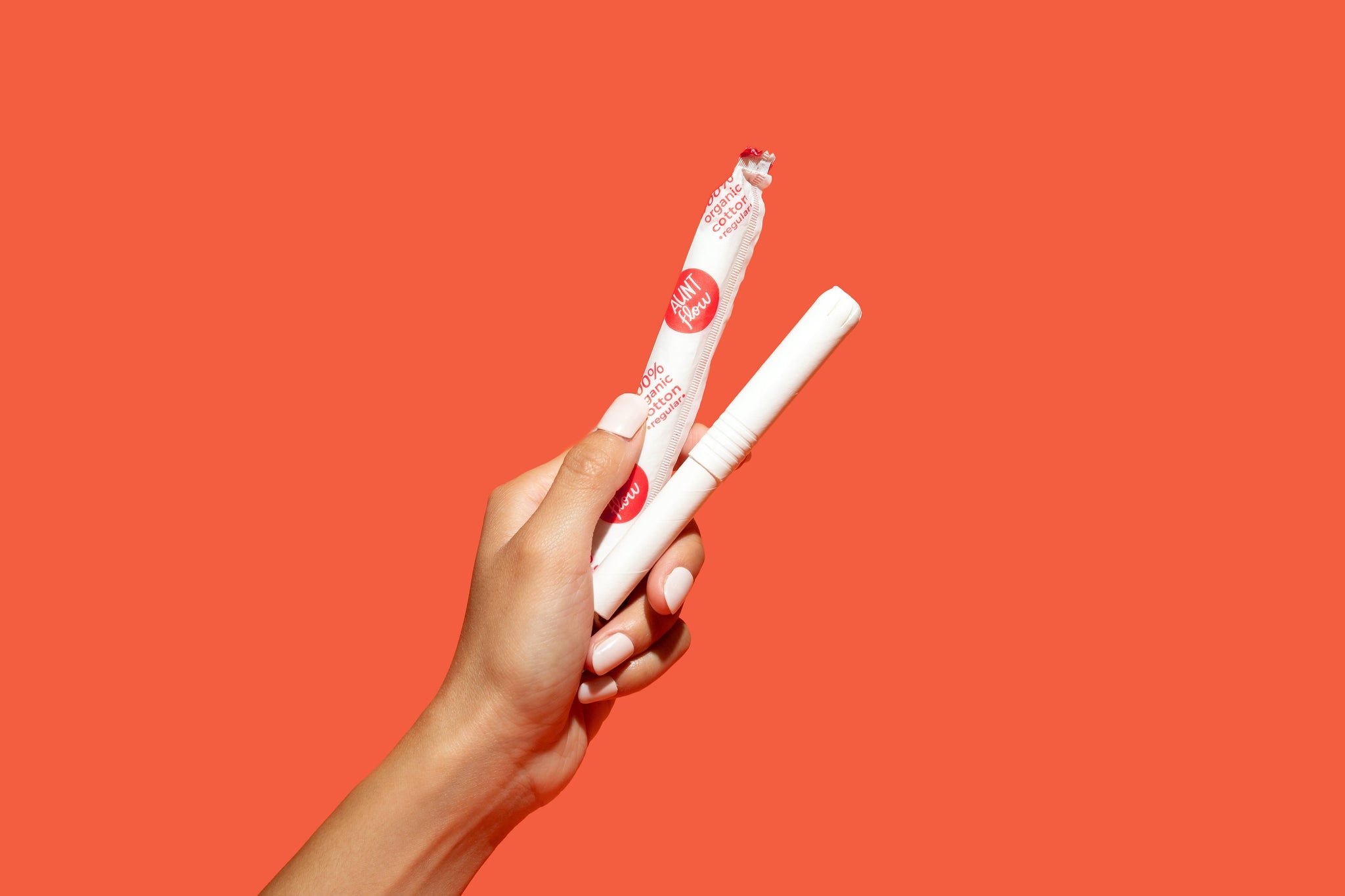 Aunt Flow 100% Organic Cotton Tampon with Applicator, Regular, 500/Carton