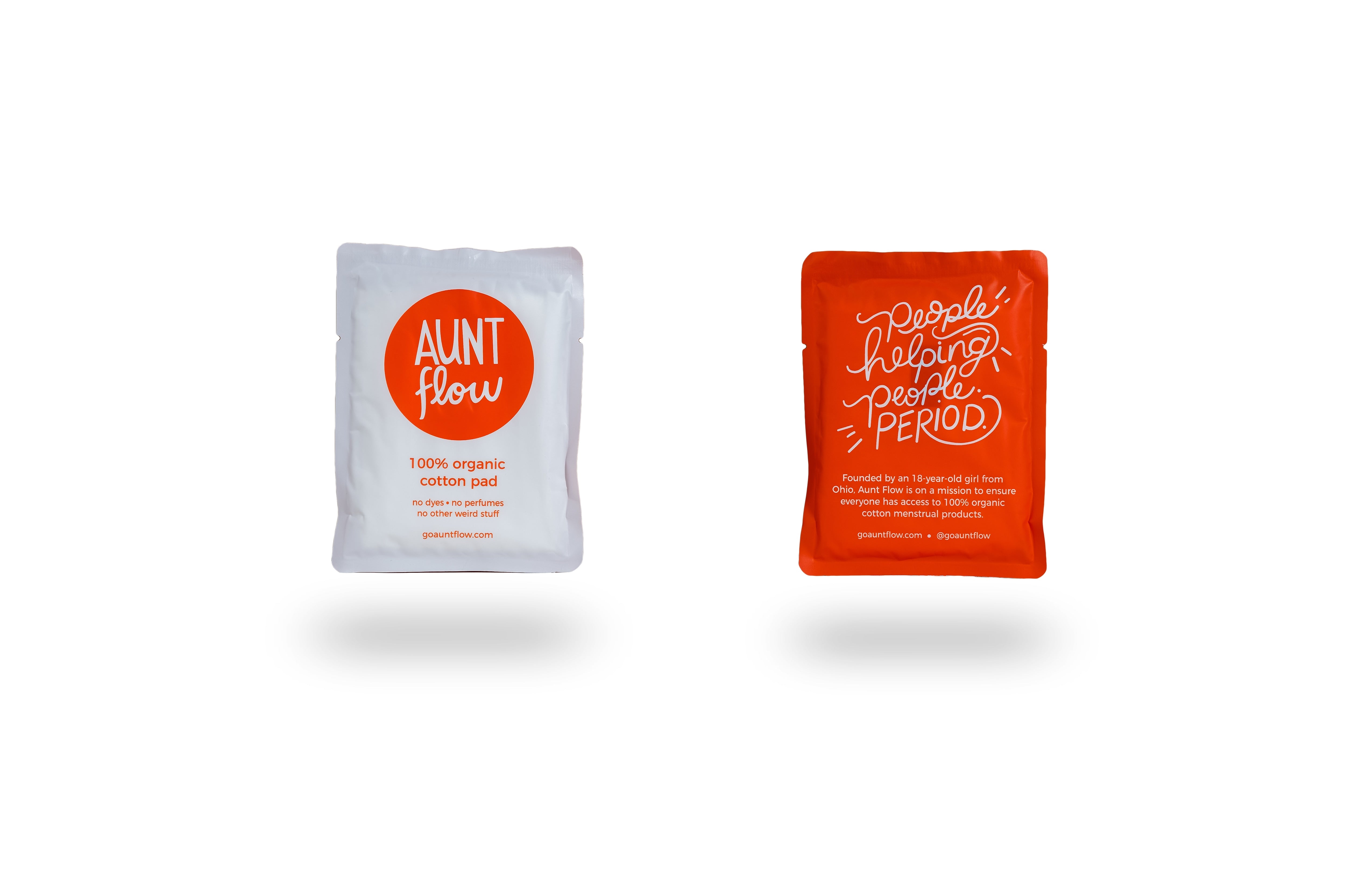 Aunt Flow Organic Pads with Wings, Regular, 500/Case