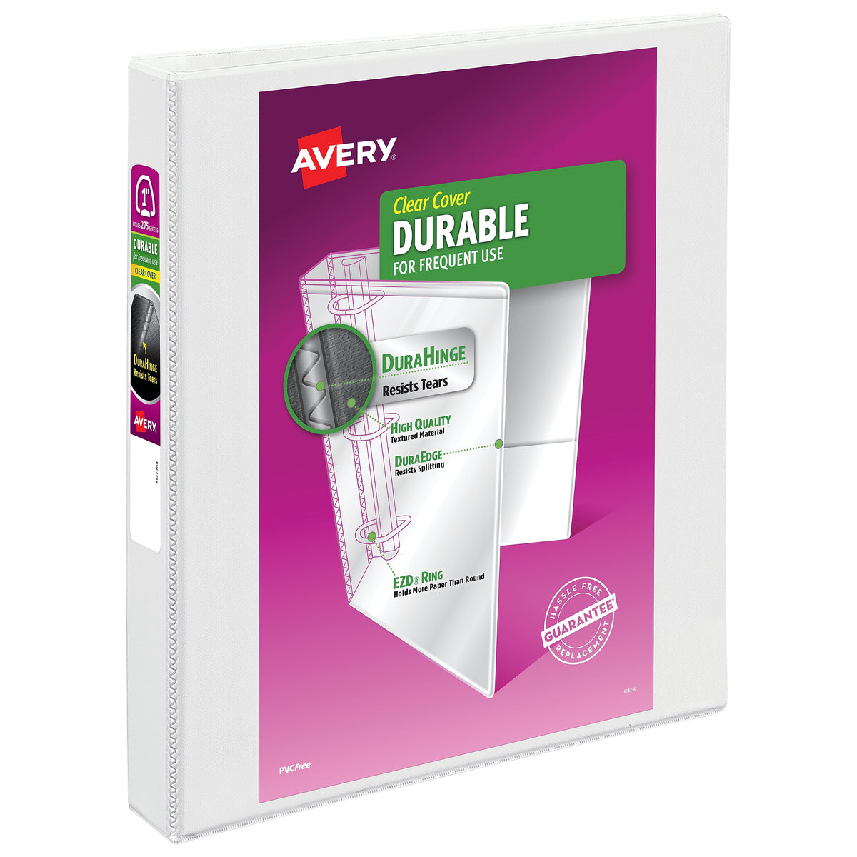 Avery 1" 3-Ring View Binders, D-Ring, White