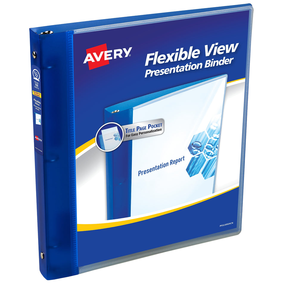 Avery 1/2" 3-Ring Flexible Poly Binders, Blue