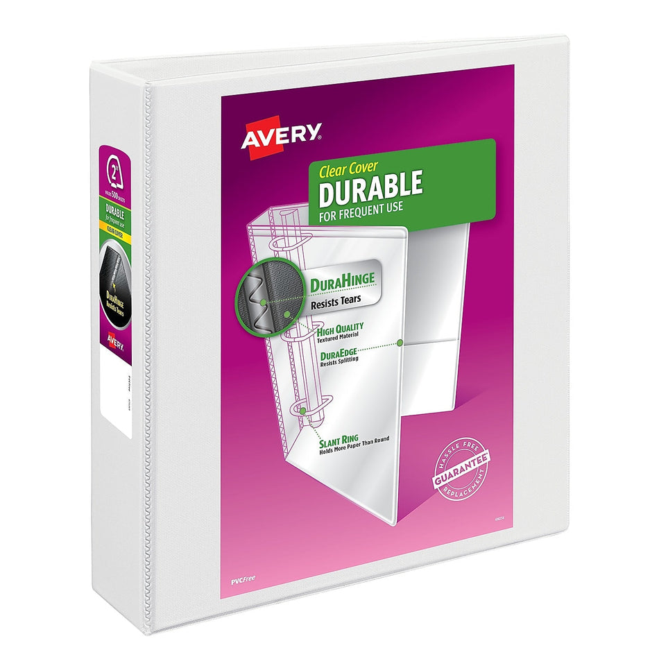 Avery 2" 3-Ring View Binders, D-Ring, White