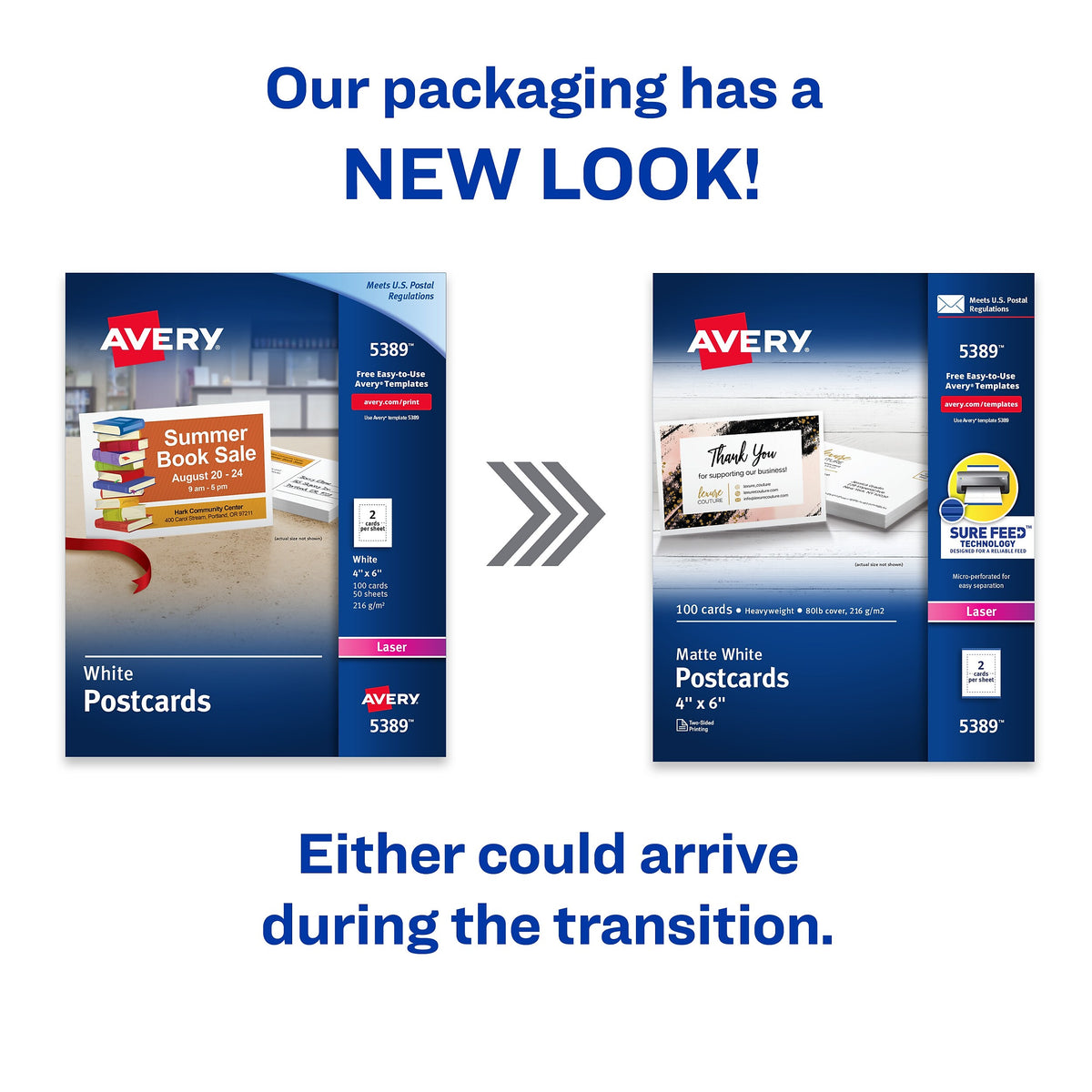 Avery® 4" x 6" Laser Postcards, Heavy Card Stock, White, 100/Box