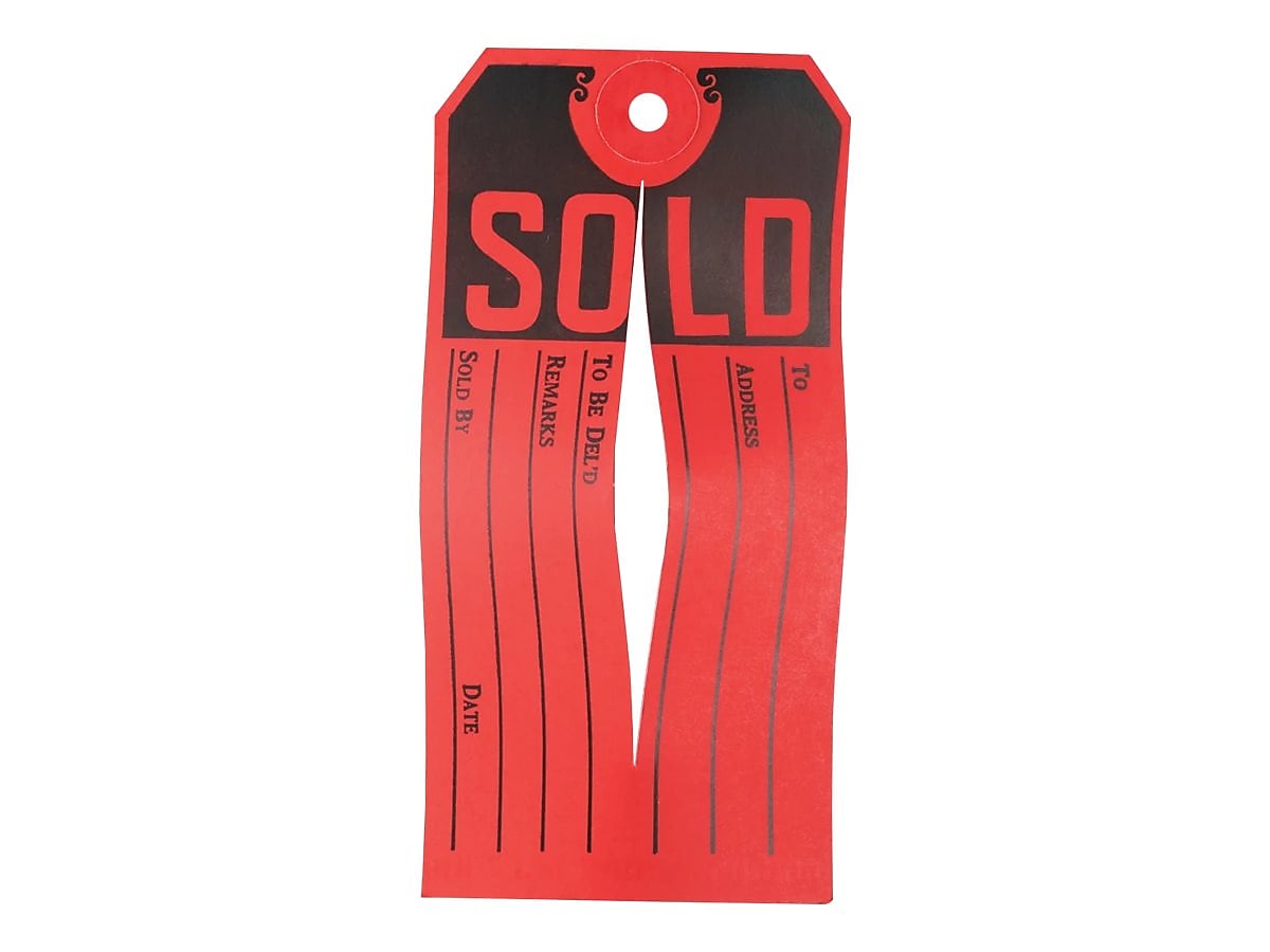 Avery 4.75" Sold Sale & Clearance Tags, Red/Black, 500/Bx