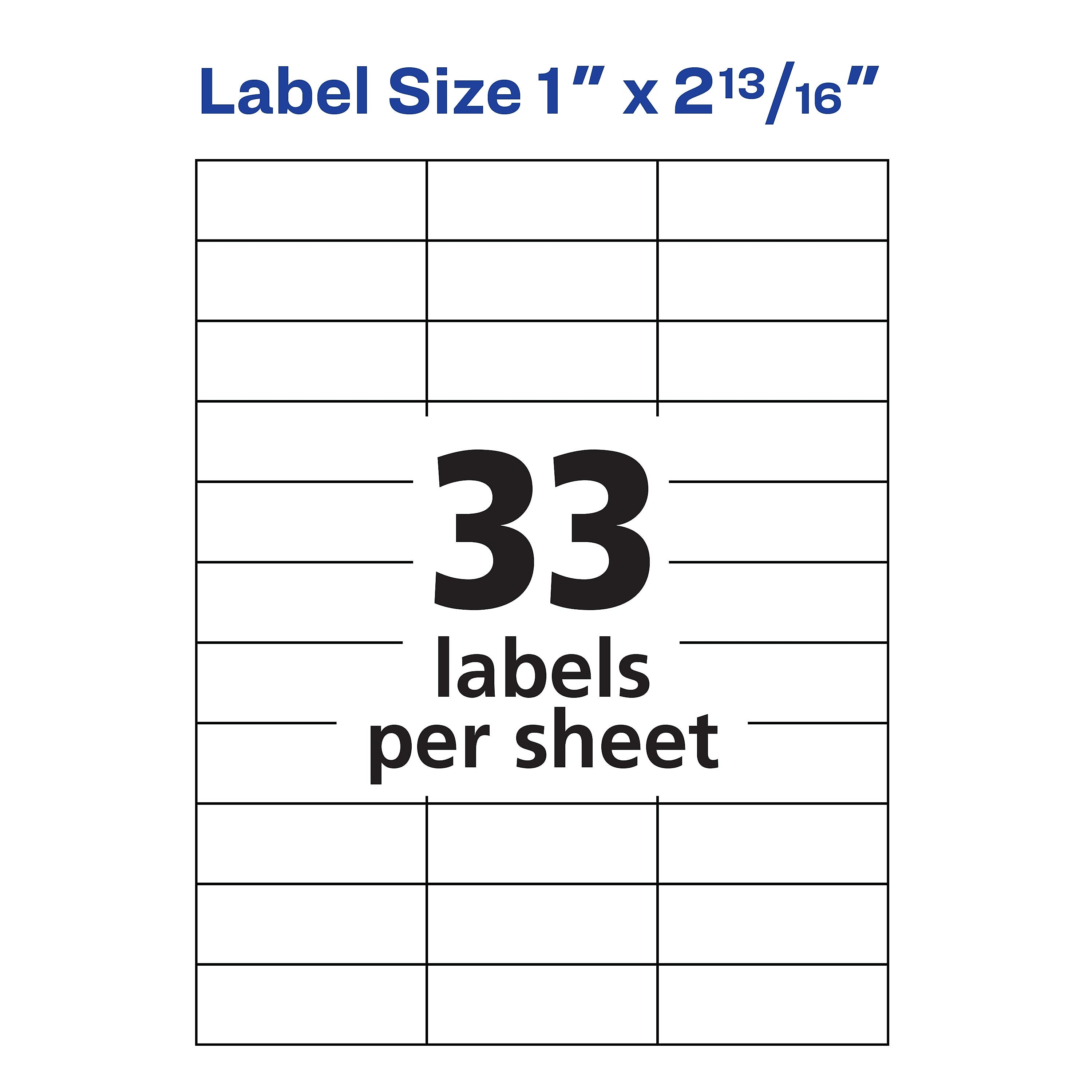 Avery Address Labels for Copiers, 1" x 2-13/16", White, 33 Labels/Sheet, 100 Sheets/Box