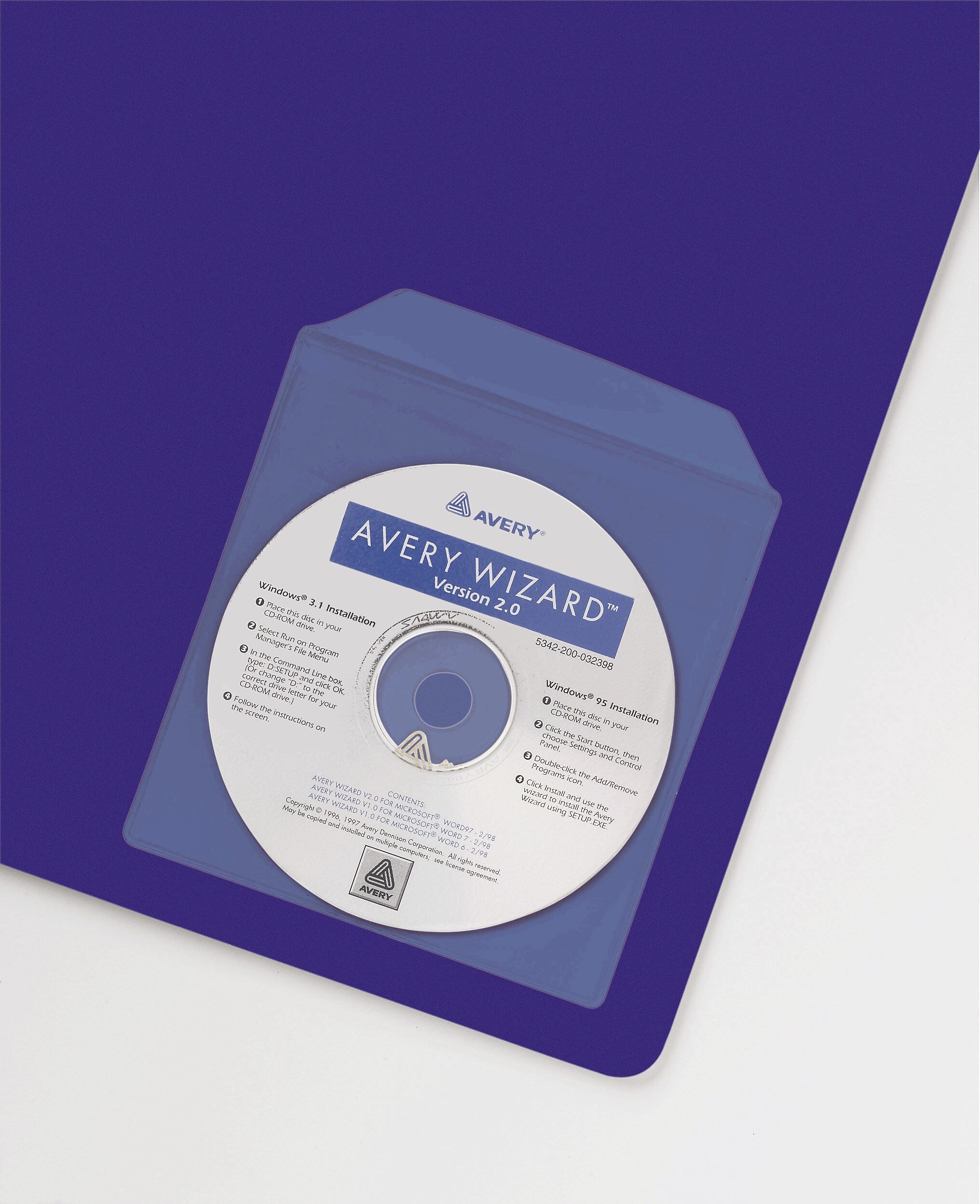 Avery Adhesive Holders for CD/DVD/Zip, Clear Vinyl, 10/Pack
