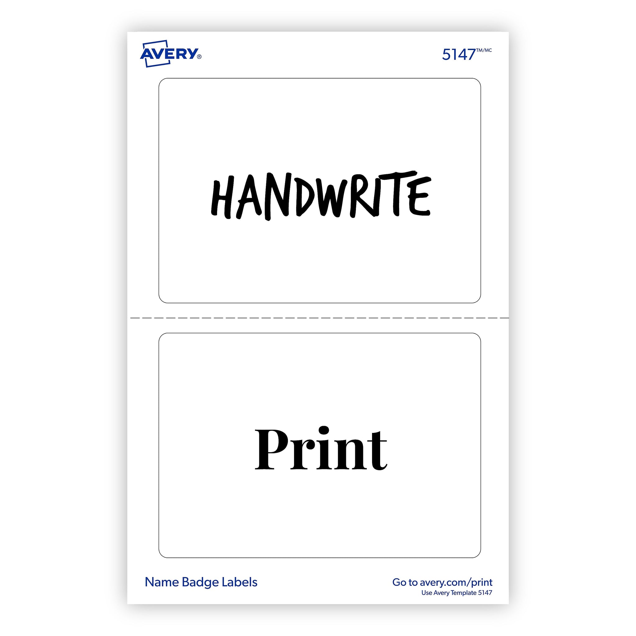 Avery Adhesive Laser/Inkjet Name Badge Labels, 2 1/3