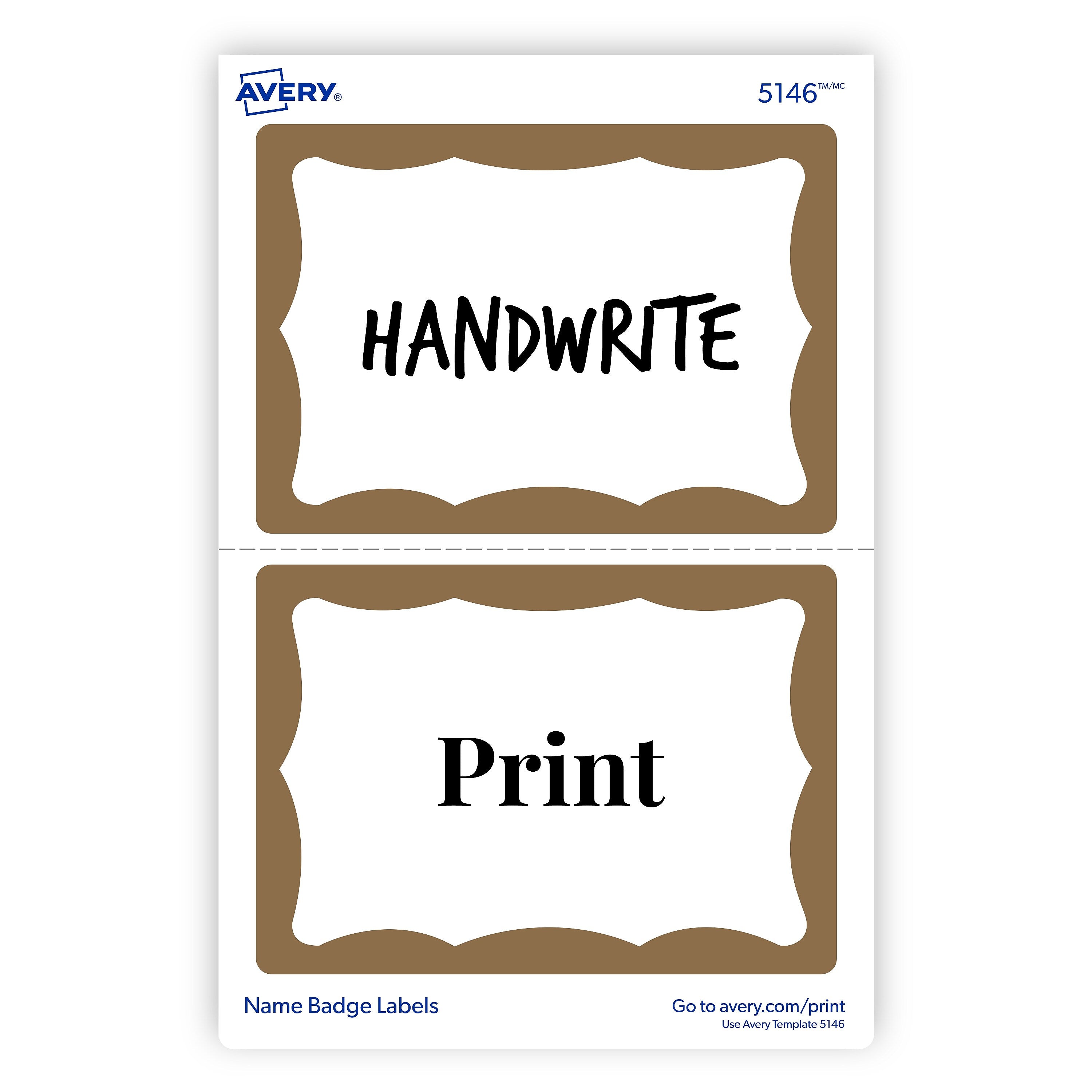 Avery Adhesive Laser/Inkjet Name Badge Labels, 2 1/3