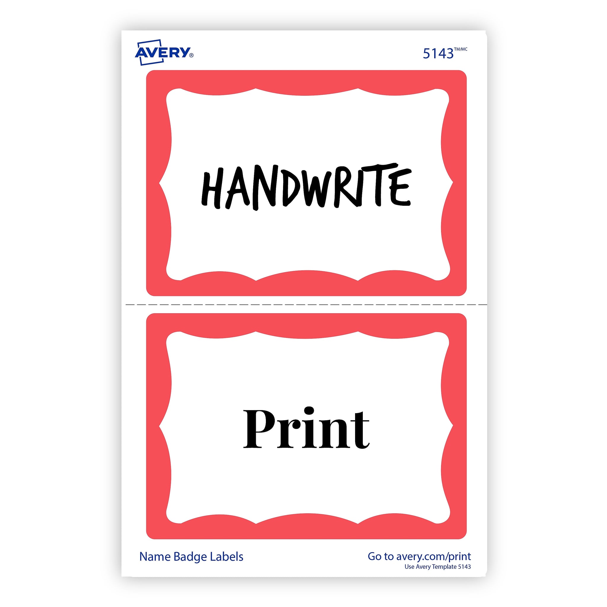 Avery Adhesive Laser/Inkjet Name Badge Labels, 2 1/3