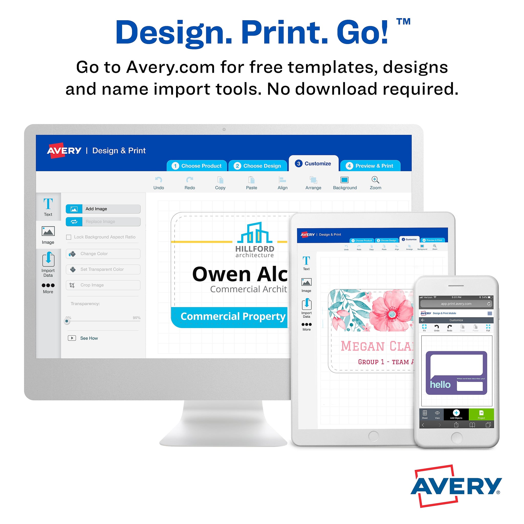 Avery Adhesive Laser/Inkjet Name Badges, 2 1/3