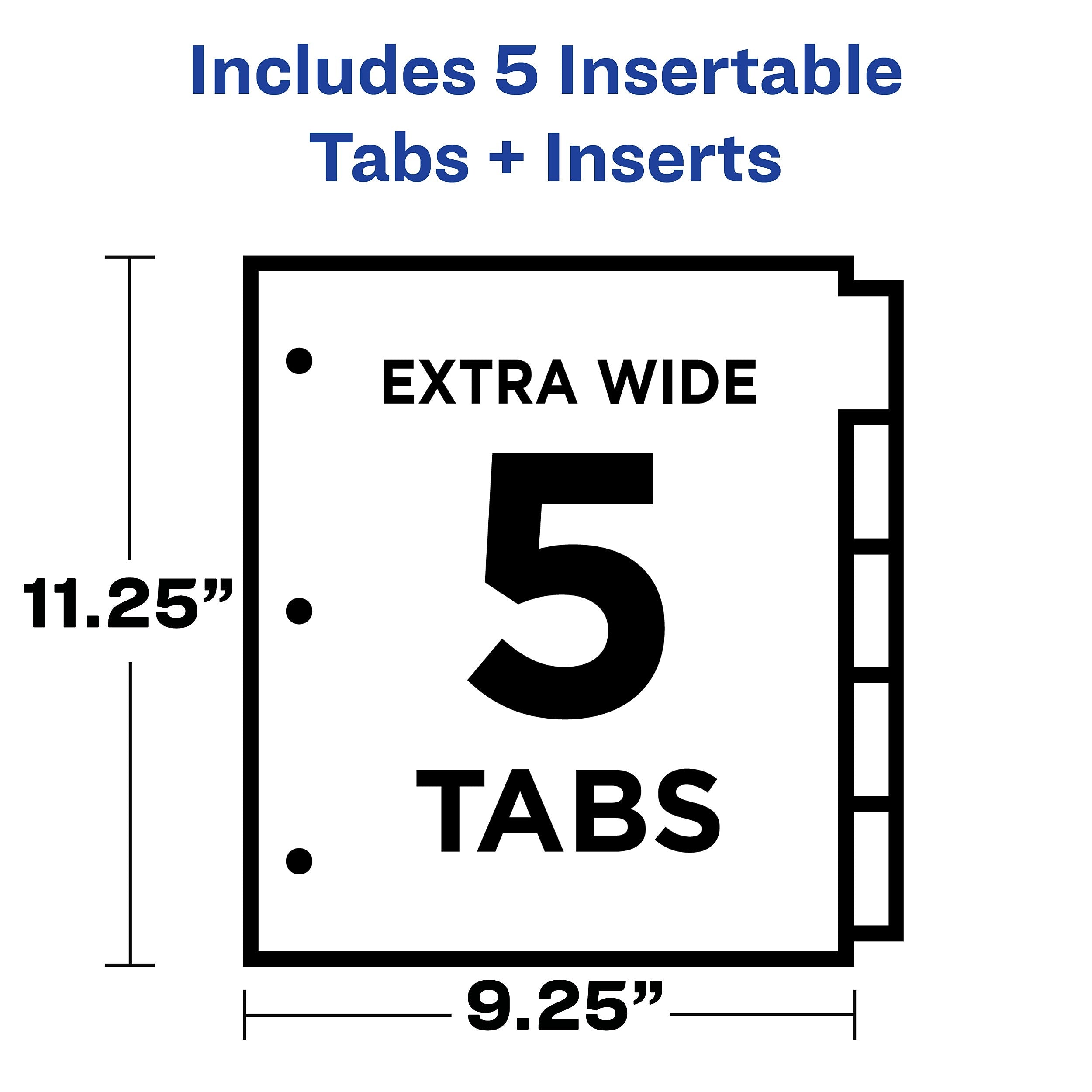 Avery Big Tab Corner Lock Insertable Plastic Dividers with 3 Pockets, 5 Tabs, Multicolor