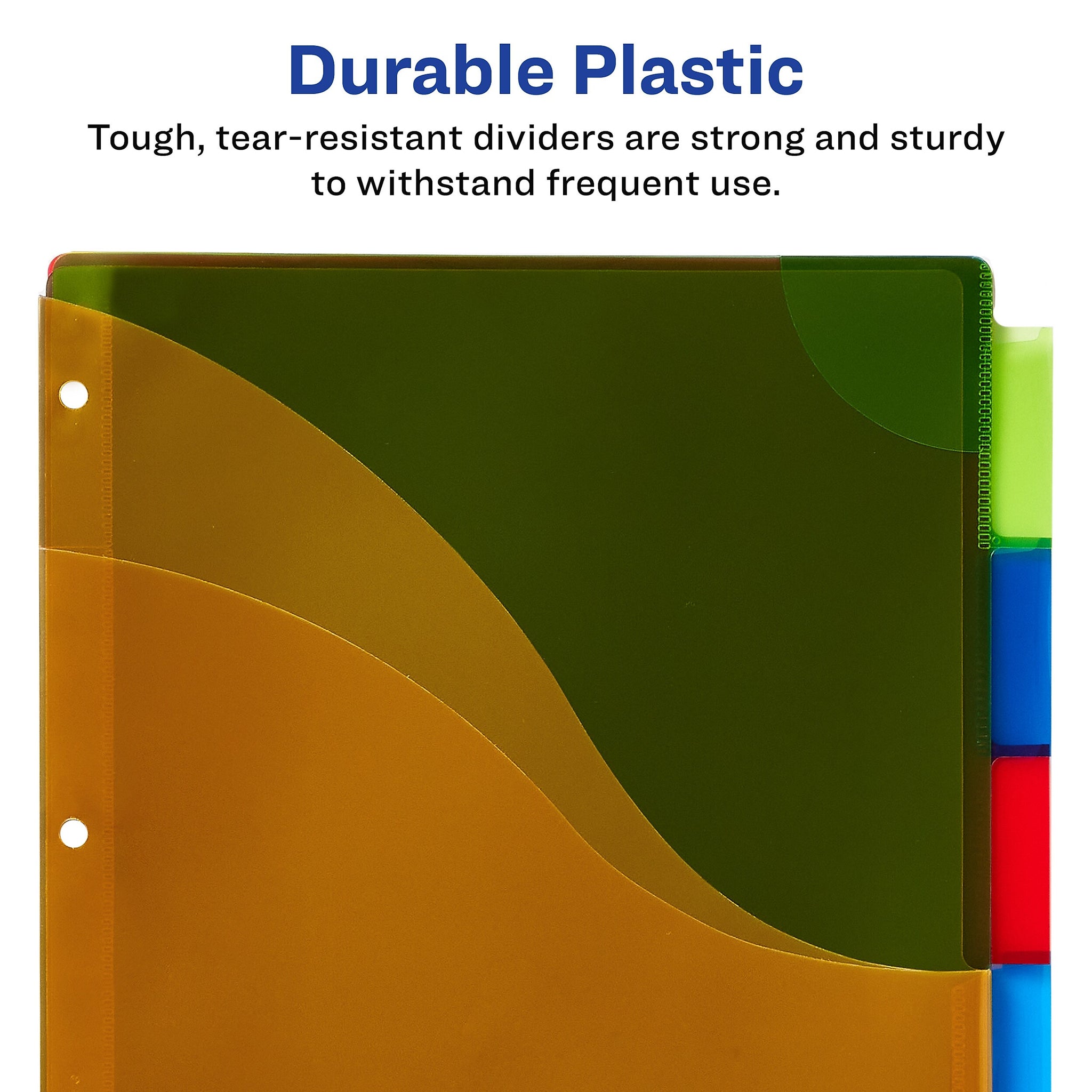 Avery Big Tab Corner Lock Insertable Plastic Dividers with 3 Pockets, 5 Tabs, Multicolor