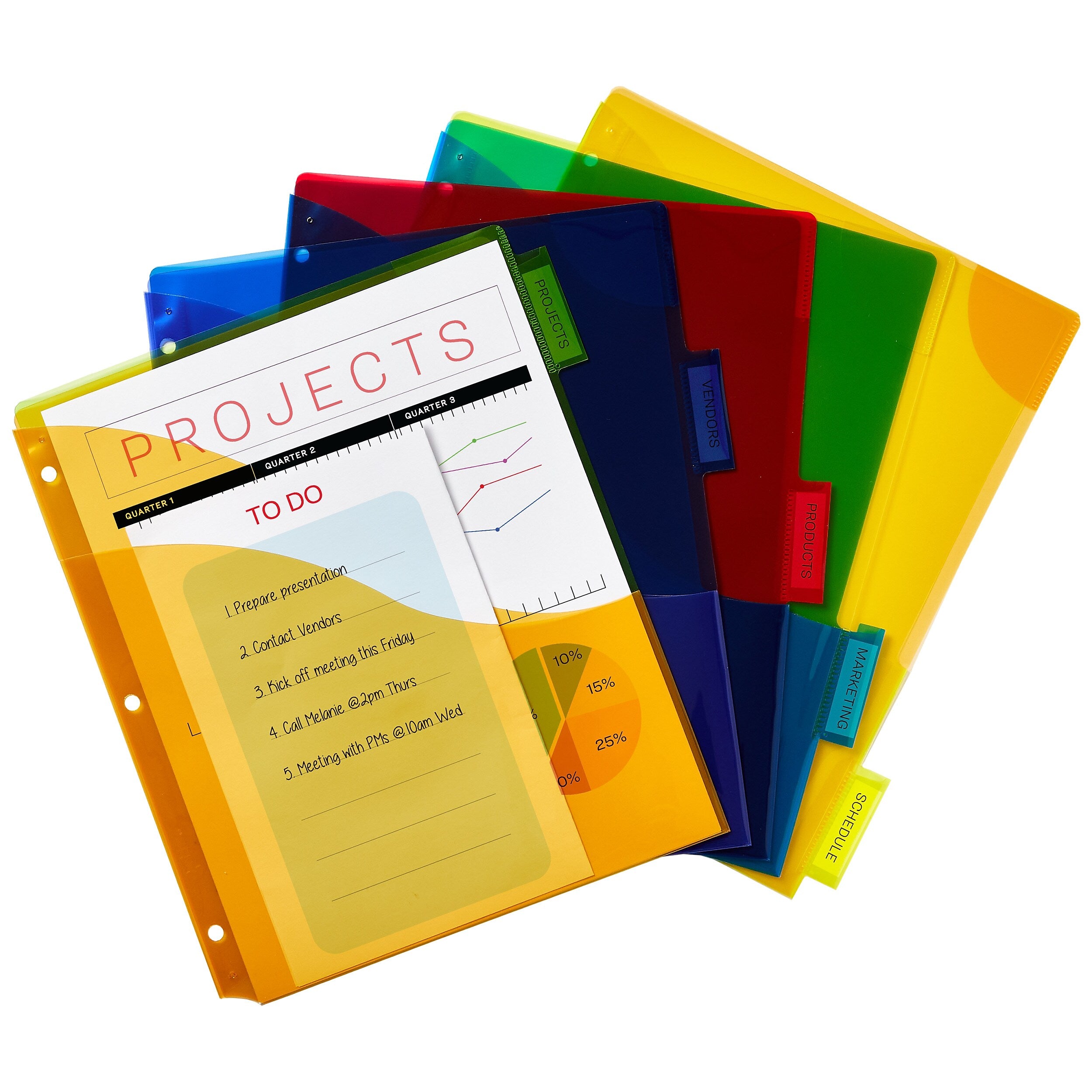 Avery Big Tab Corner Lock Insertable Plastic Dividers with 3 Pockets, 5 Tabs, Multicolor