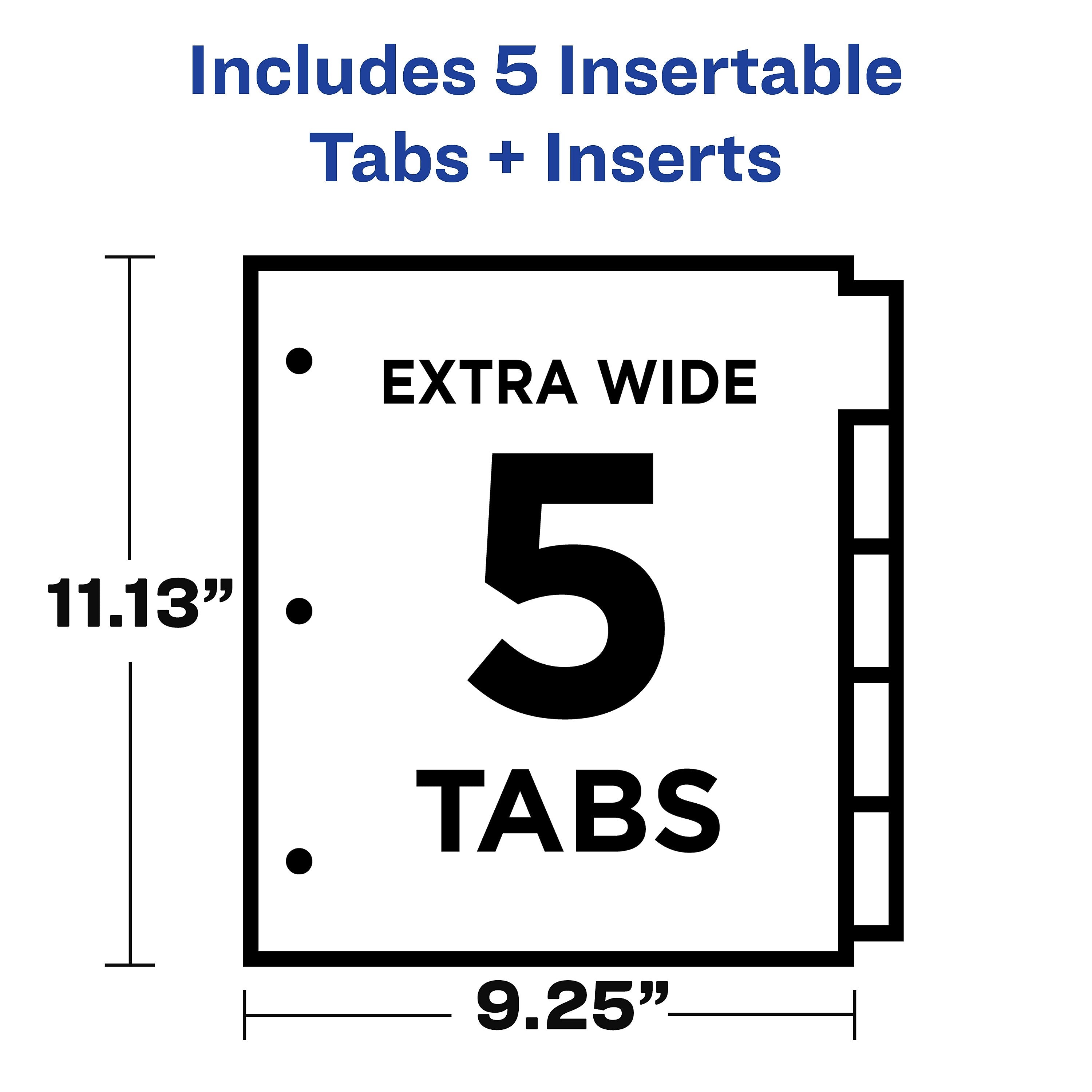 Avery Big Tab Extra-Wide Insertable Paper Dividers, 5 Tab, Multicolor, Clear Reinforced