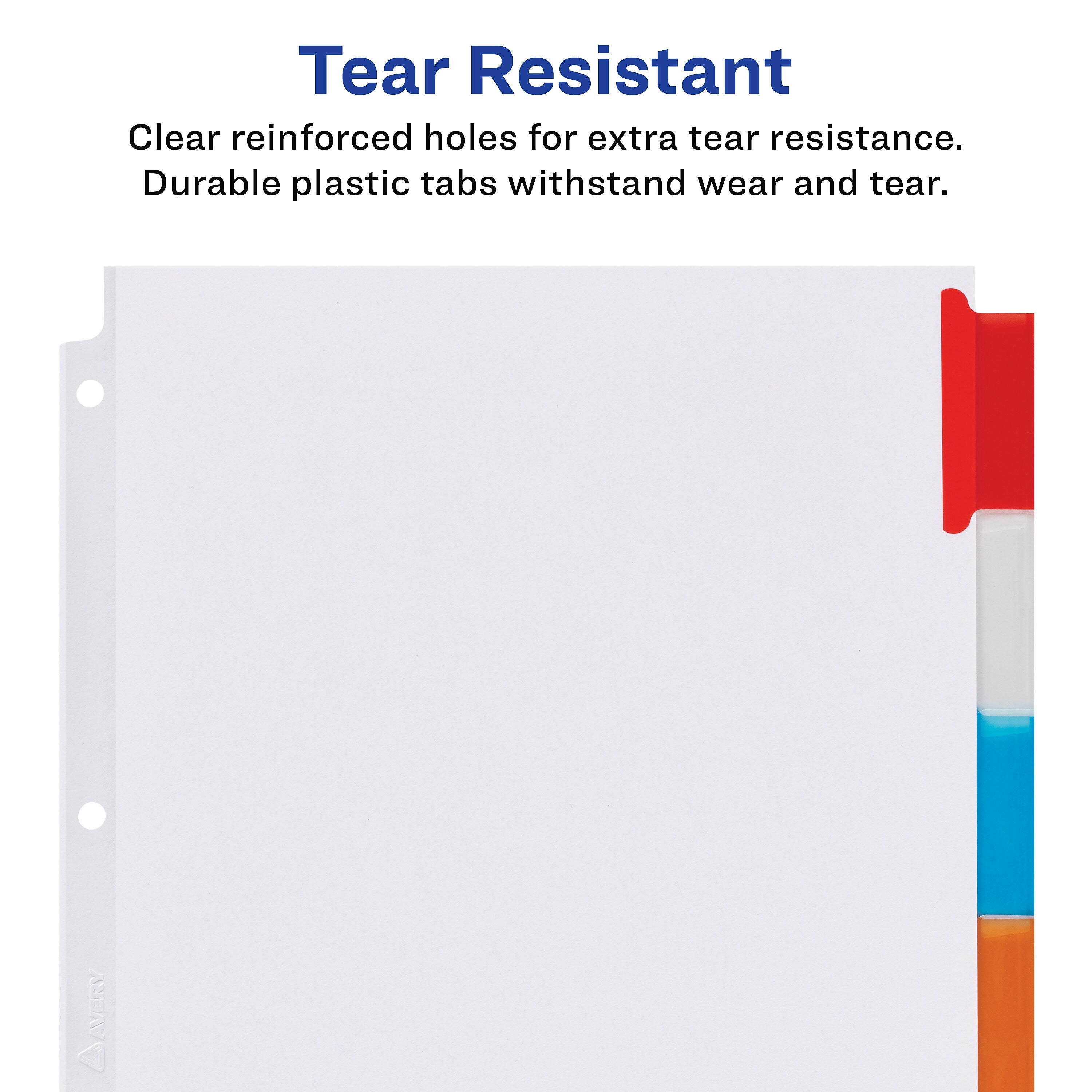 Avery Big Tab Extra-Wide Insertable Paper Dividers, 5 Tab, Multicolor, Clear Reinforced