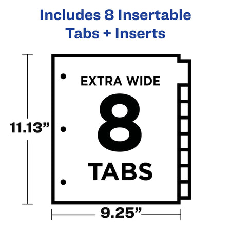 Avery Big Tab Extra-Wide Insertable Paper Dividers, 8 Tab, Clear, Clear Reinforced