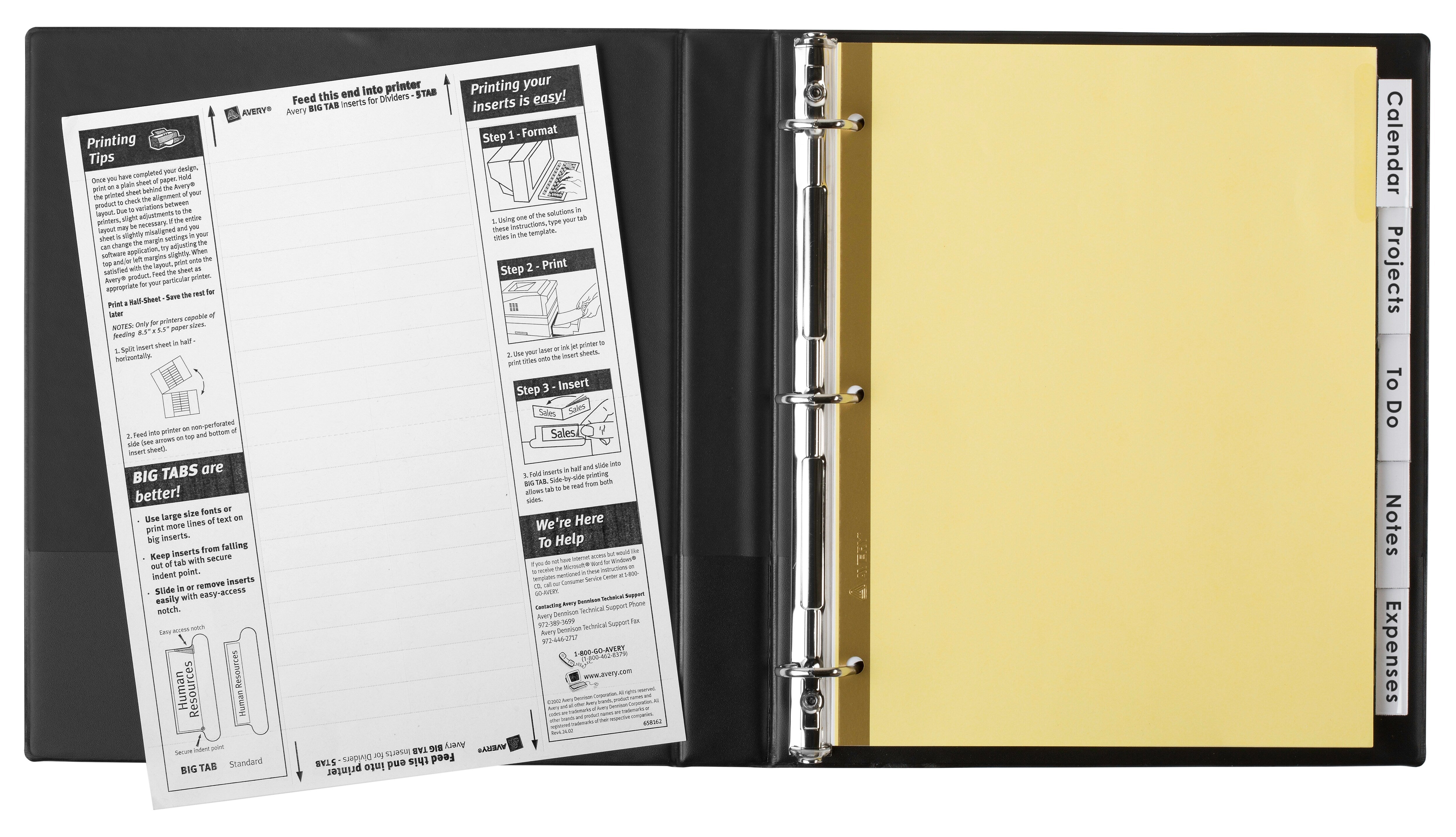Avery Big Tab Insertable Paper Dividers, 5-Tab, Yellow