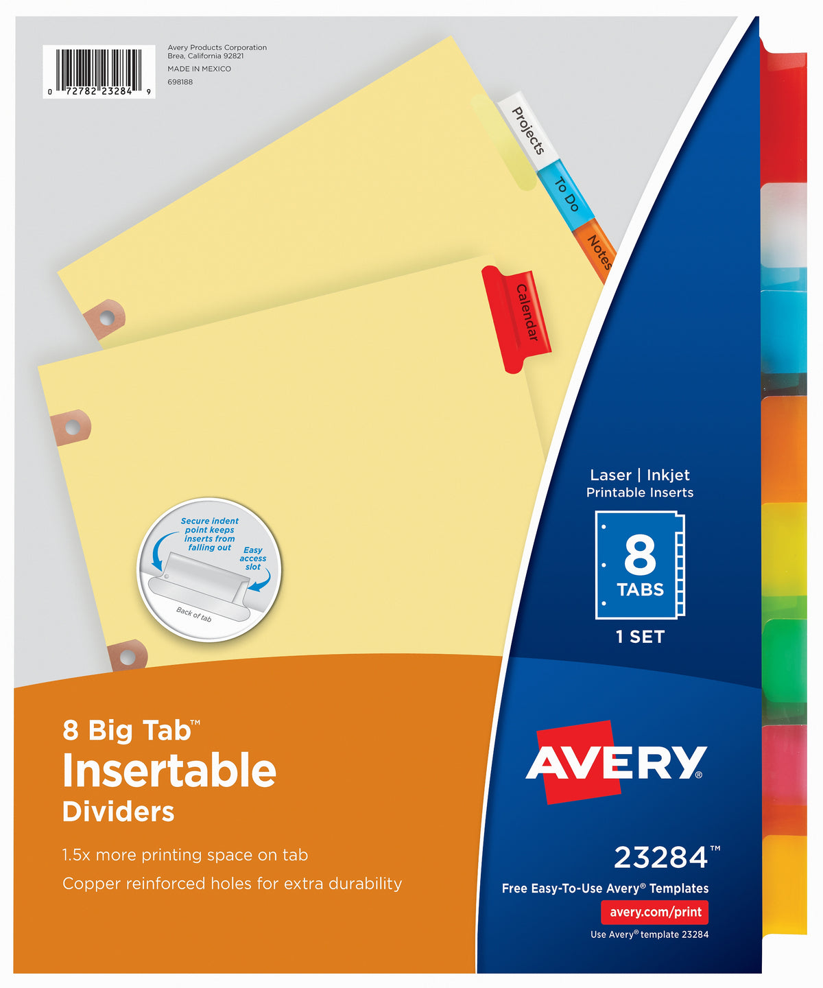 Avery Big Tab Insertable Paper Dividers, 8 Tabs, Multicolor, Copper Reinforced