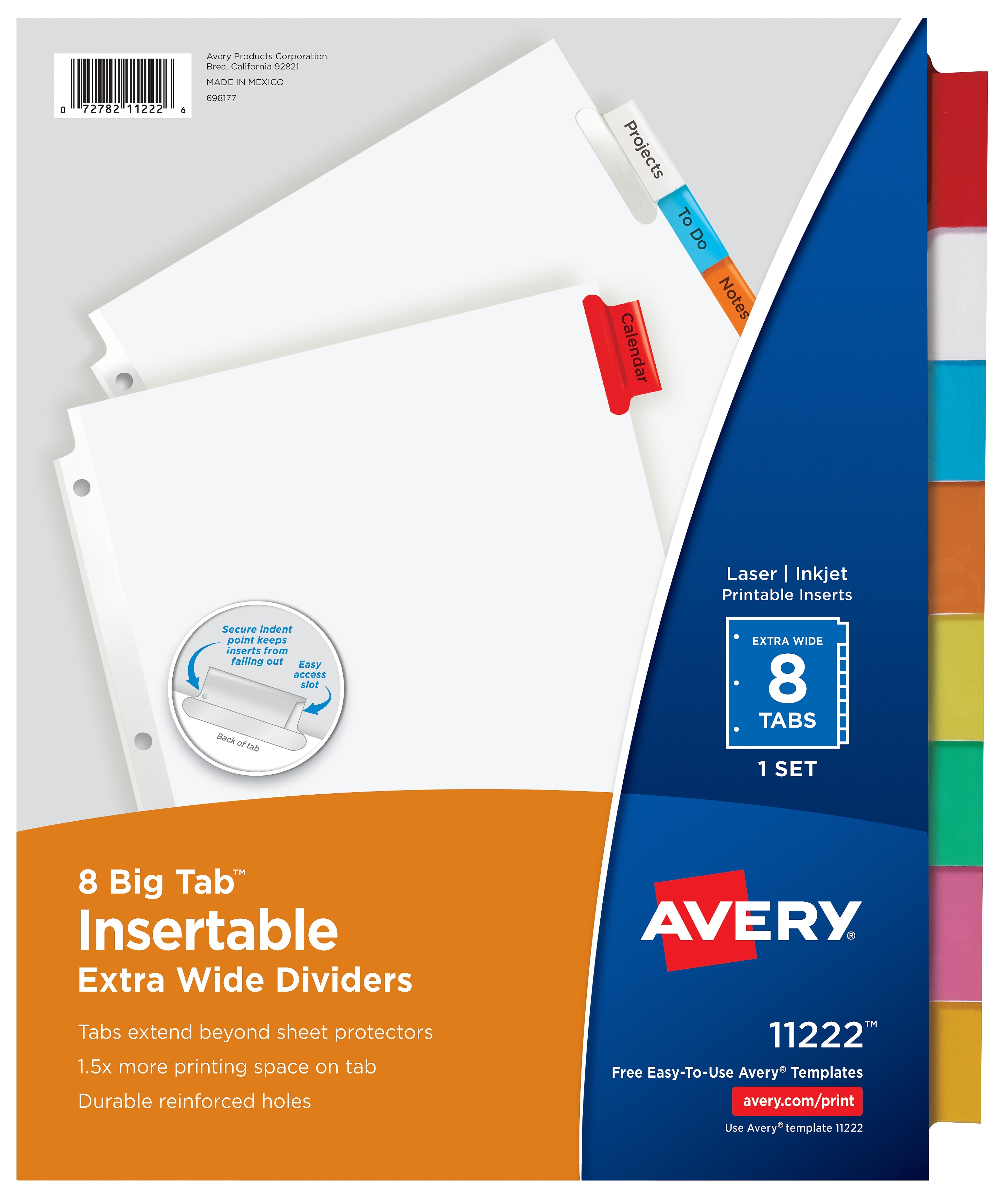 Avery Big Tab Insertable Paper Dividers, 8 Tabs, White