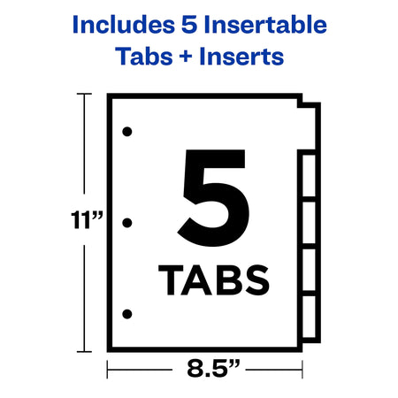 Avery Big Tab Insertable Paper Dividers, Clear 5 Tab, White