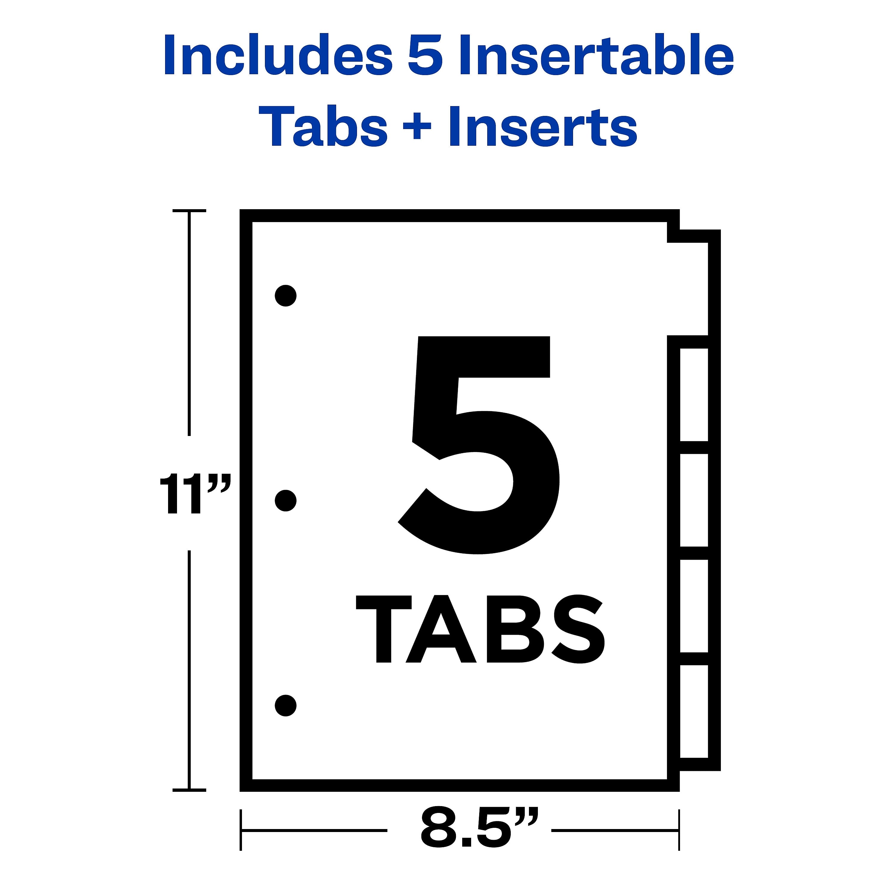 Avery Big Tab Insertable Paper Dividers, Clear 5 Tab, White