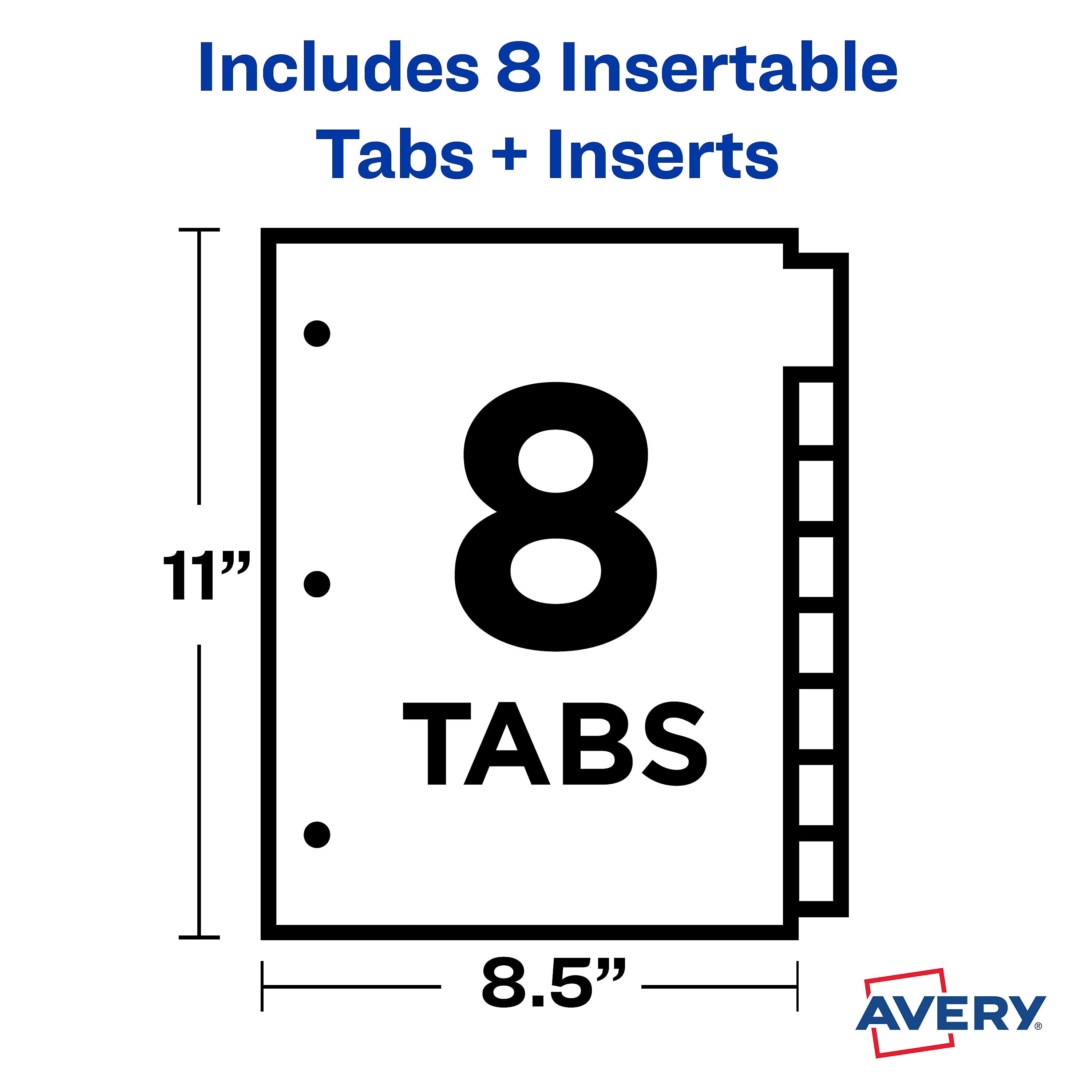 Avery Big Tab Insertable Plastic Dividers, 8 Tabs, Multicolor