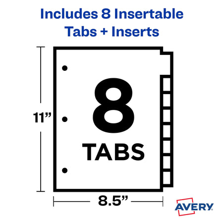 Avery Big Tab Insertable Plastic Dividers, 8 Tabs, Multicolor