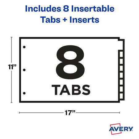 Avery Big Tab Insertable Plastic Dividers for 11" x 17" Binders, 8 Tabs, Multicolor