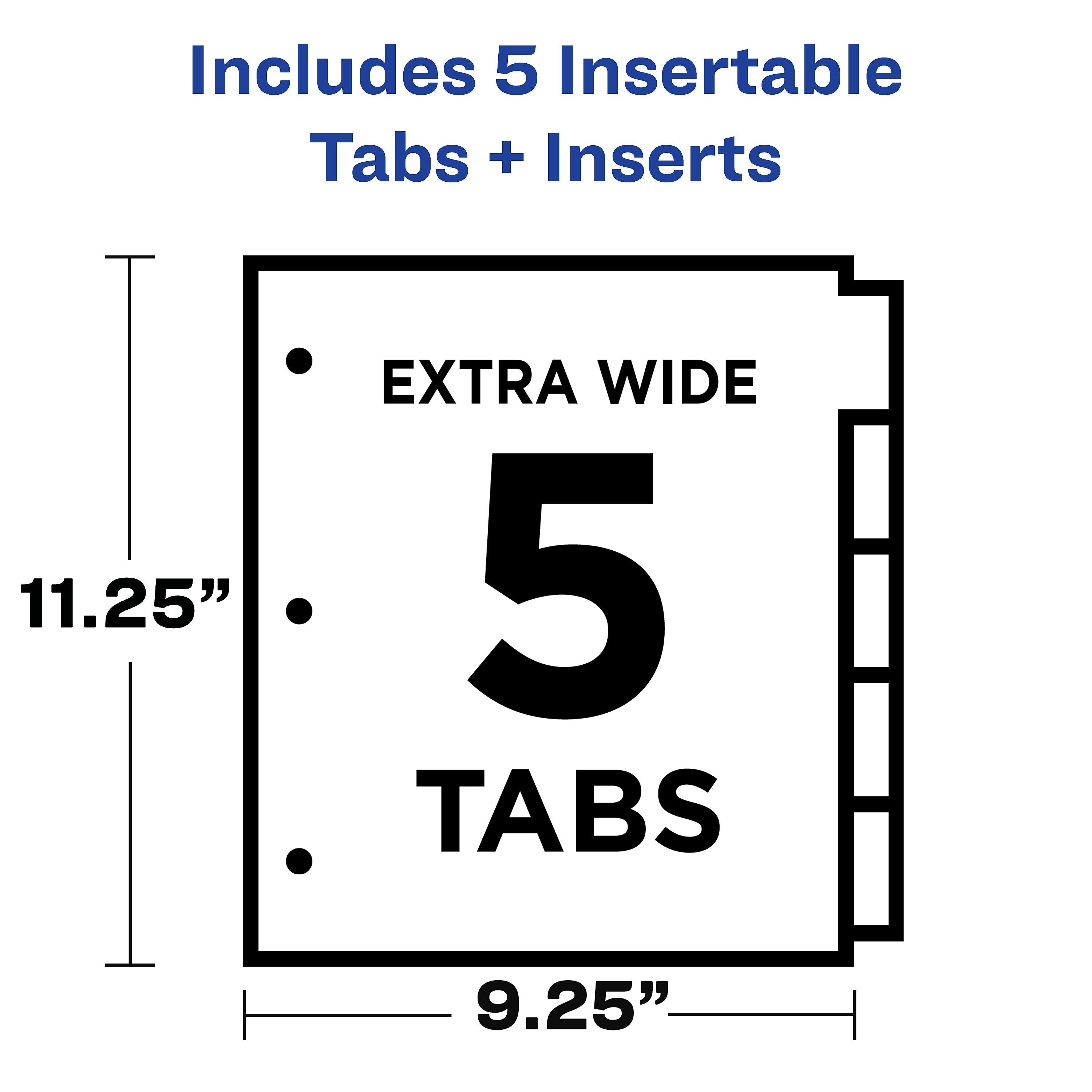 Avery Big Tab Insertable Plastic Dividers with 2 Pockets, 5 Tabs, Two-Tone Multicolor