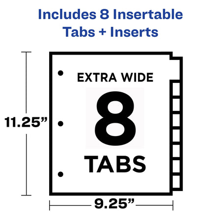 Avery Big Tab Insertable Plastic Dividers with 2 Pockets, 8 Tabs, Multicolor