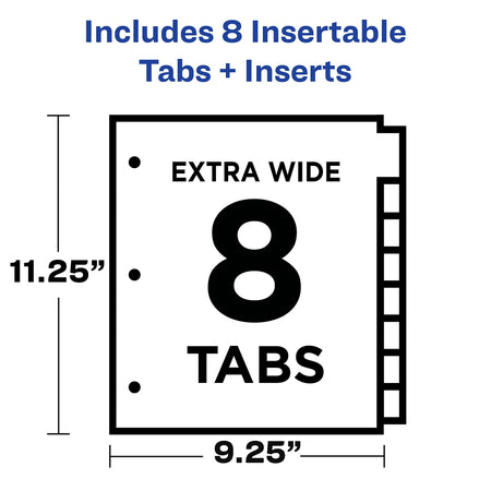 Avery Big Tab Insertable Plastic Dividers with 2 Pockets, 8 Tabs, Two-Tone Multicolor