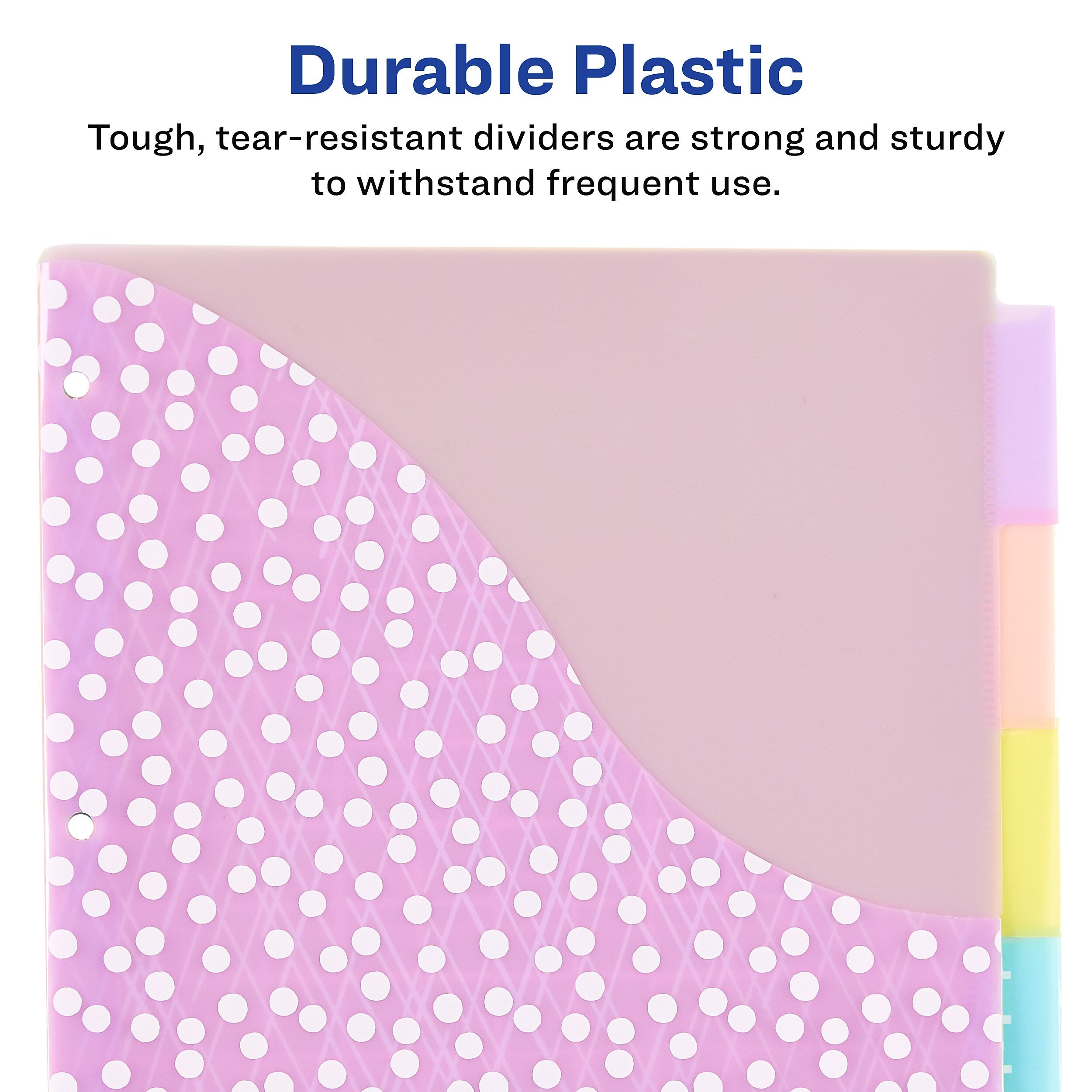 Avery Big Tab Insertable Plastic Dividers with Pocket, 5 Tabs, Multicolor Pastel