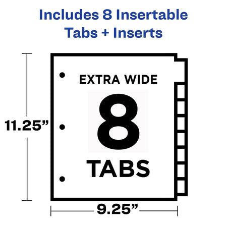 Avery Big Tab Insertable Plastic Dividers with Pocket, 8 Tabs, Multicolor