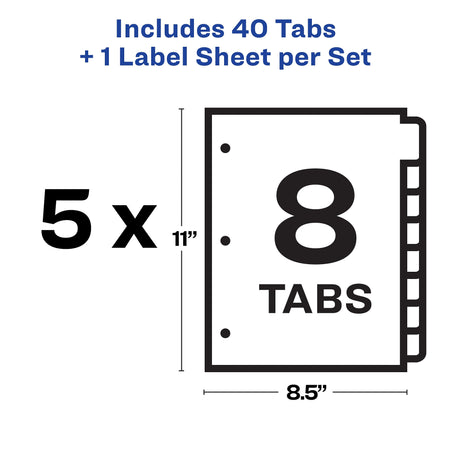 Avery Big Tab Print & Apply Label Blank Dividers, 8-Tab, Clear, 5/Set