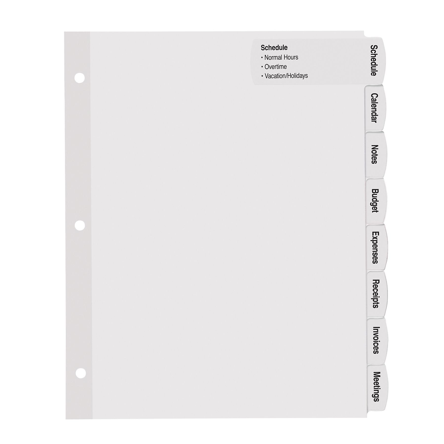 Avery Big Tab Printable Paper Dividers with Large White Labels, 8 Tabs, White, 4 Sets/Pack