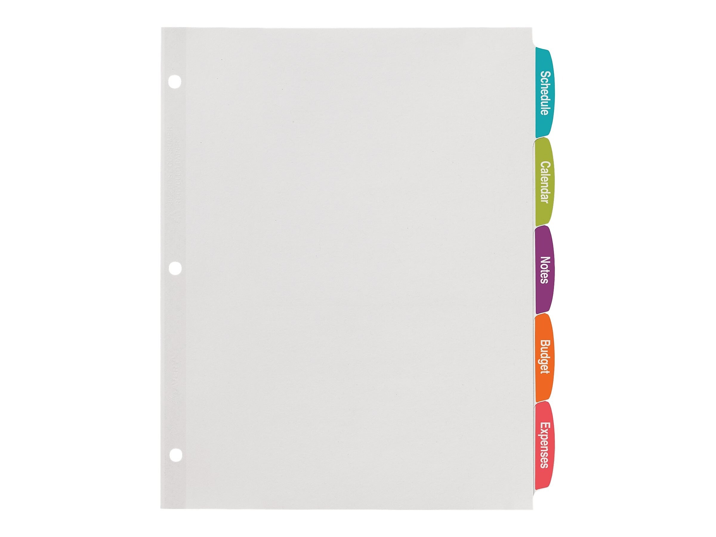 Avery Big Tab Printable Paper Dividers with White Labels, 5 Tabs, 20 Sets/Pack