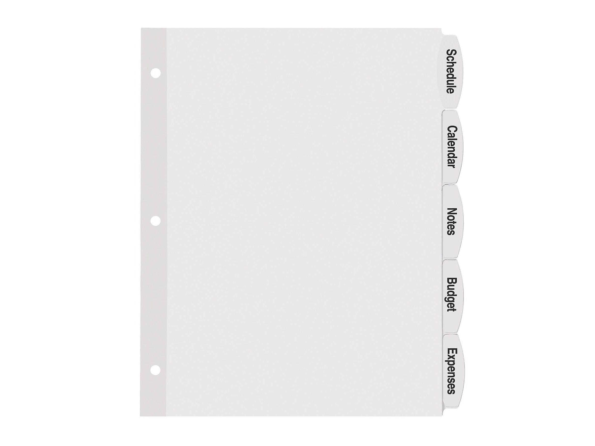 Avery Big Tab Printable Paper Dividers with White Labels, 5 Tabs, 4 Sets/Pack