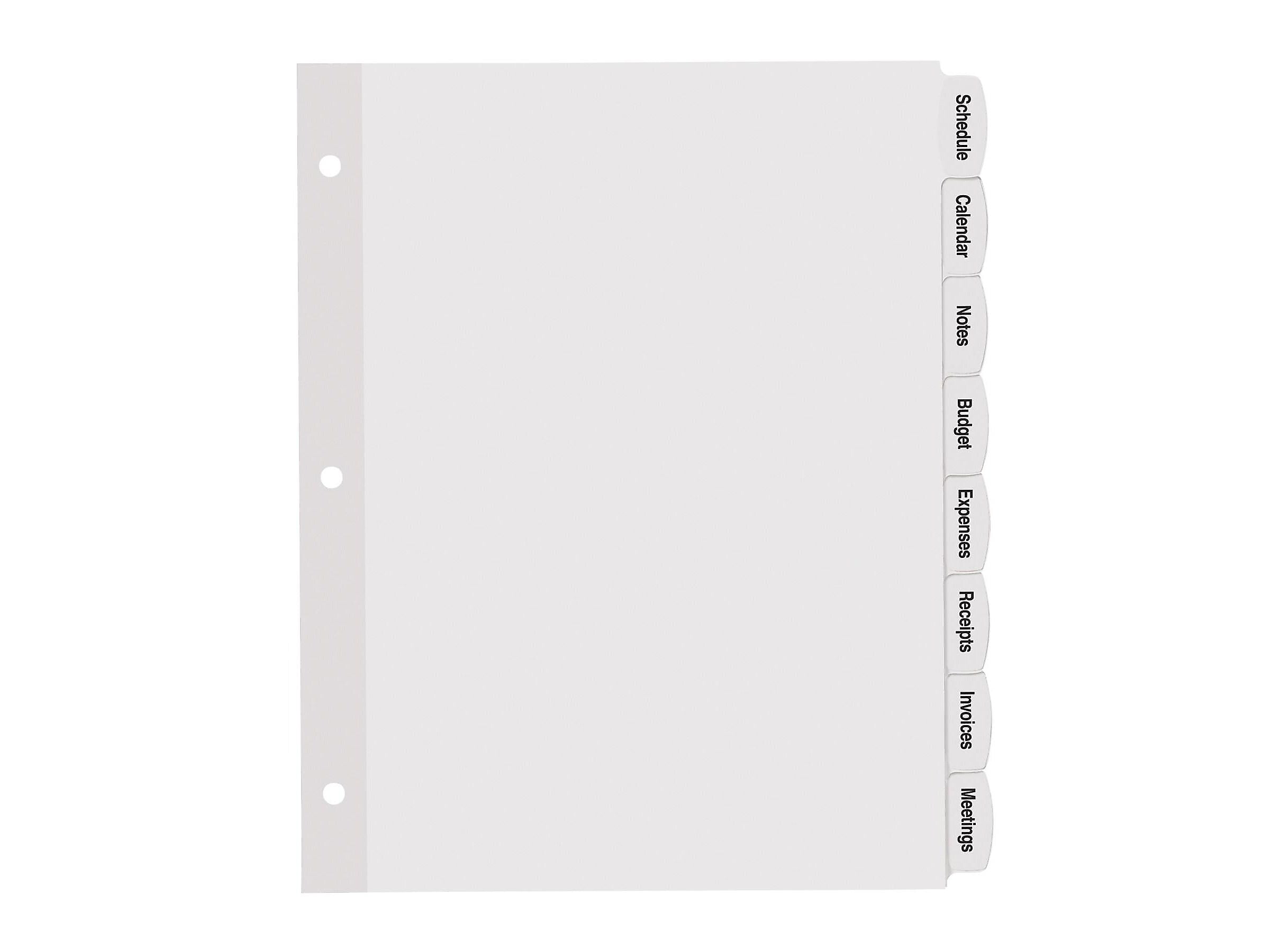 Avery Big Tab Printable Paper Dividers with White Labels, 8 Tabs, 20 Sets/Pack