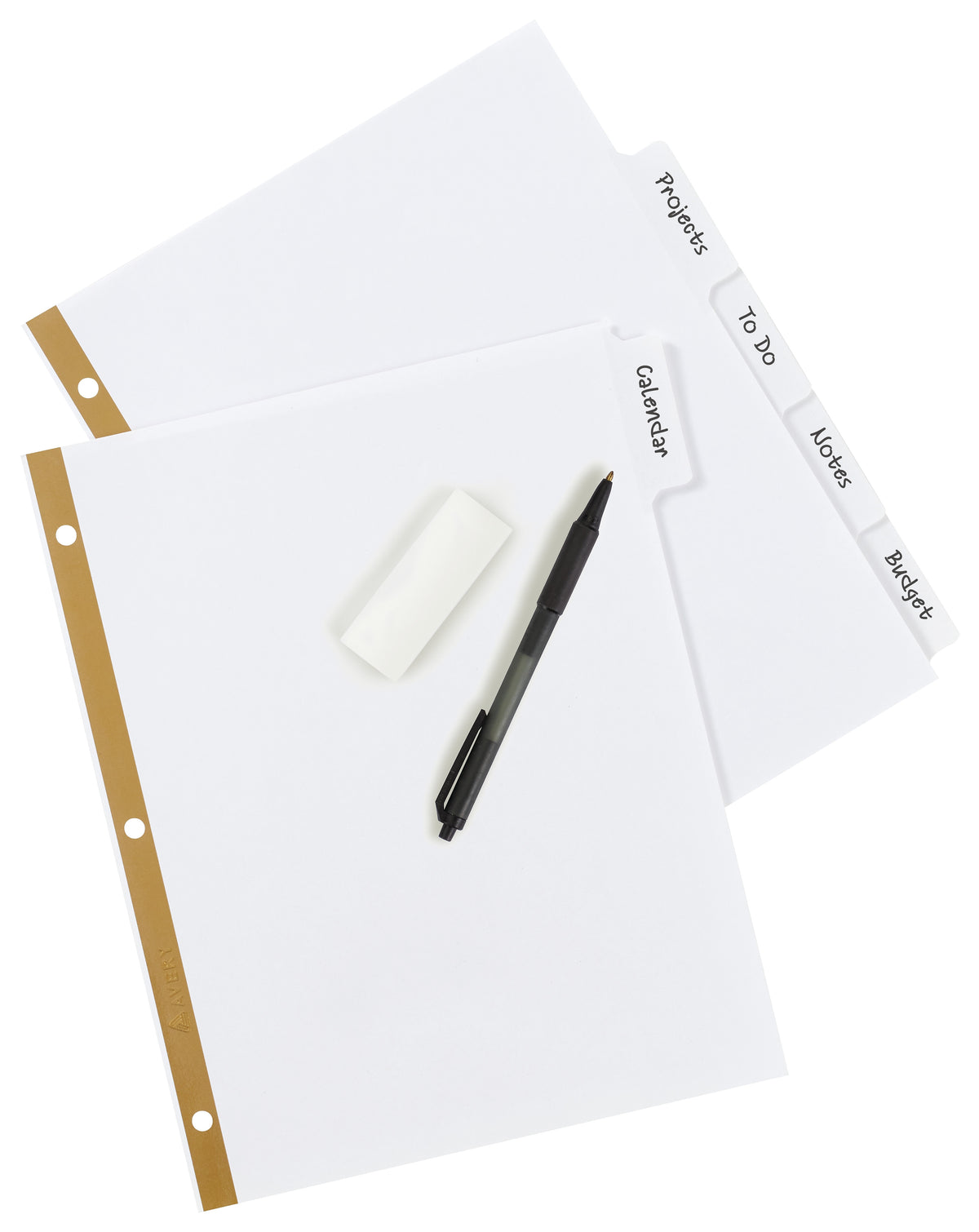 Avery Big Tab Write & Erase Paper Dividers, 5 Tabs, White, Gold Reinforced