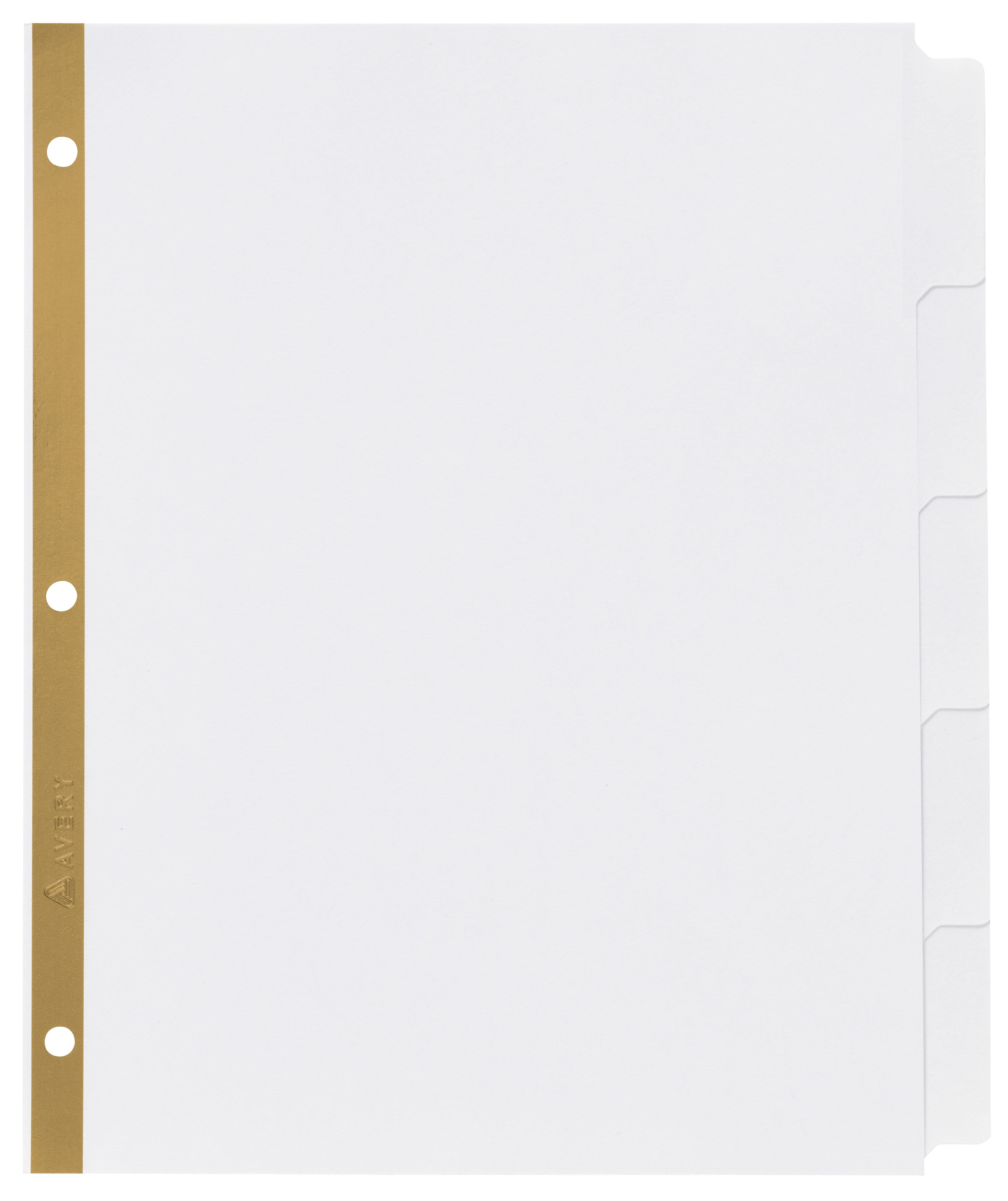 Avery Big Tab Write & Erase Paper Dividers, 5 Tabs, White, Gold Reinforced