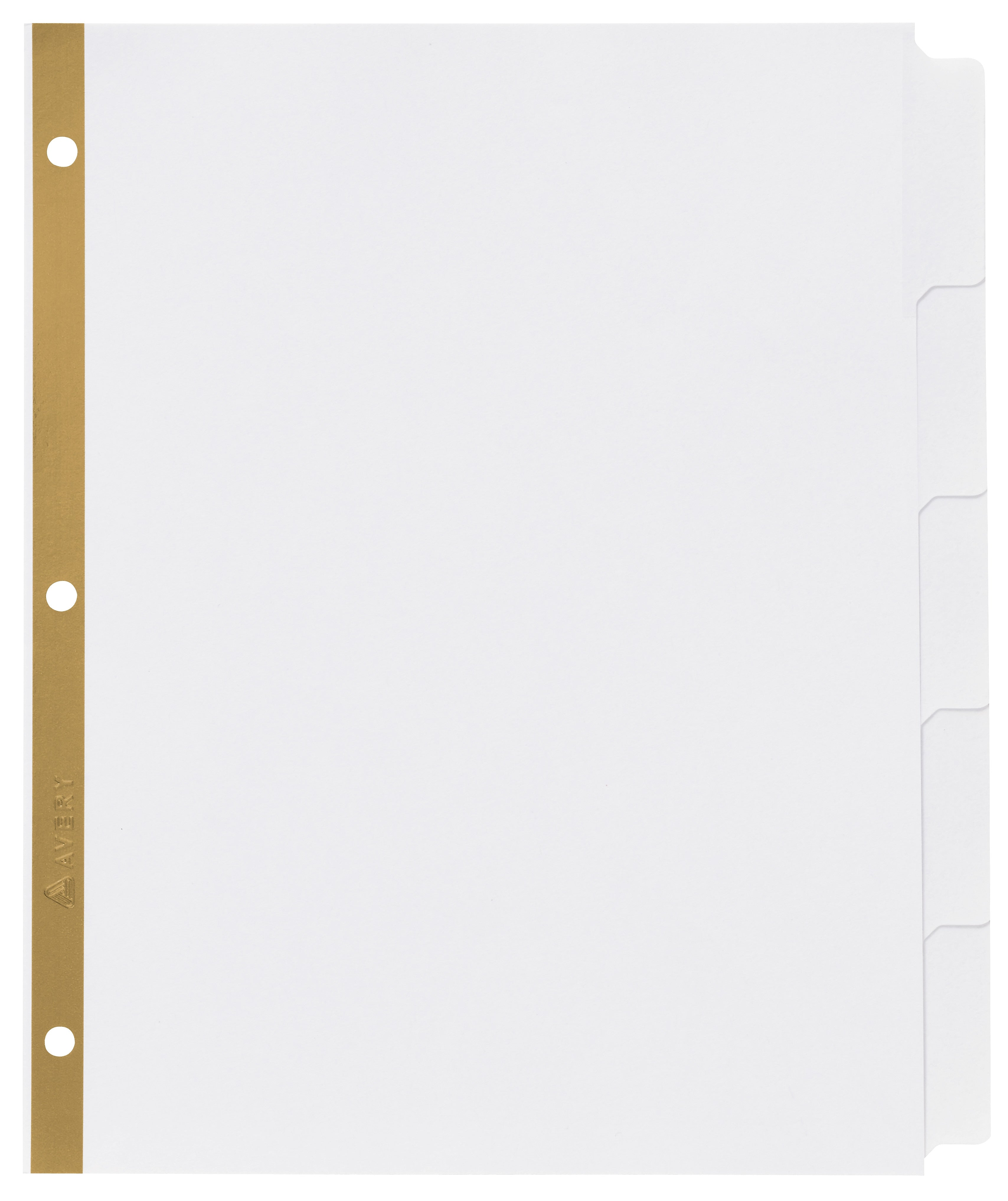 Avery Big Tab Write & Erase Paper Dividers, 5 Tabs, White, Gold Reinforced