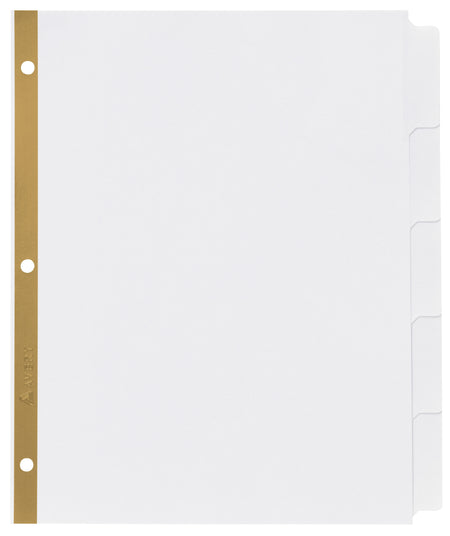 Avery Big Tab Write & Erase Paper Dividers, 5 Tabs, White, Gold Reinforced