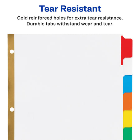 Avery Big Tab Write & Erase Paper Dividers, 8 Tabs, Multicolor, Gold Reinforced