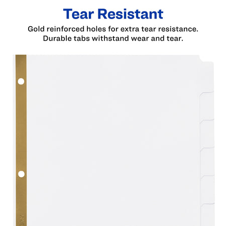 Avery Big Tab Write & Erase Paper Dividers, 8 Tabs, White, Gold Reinforced