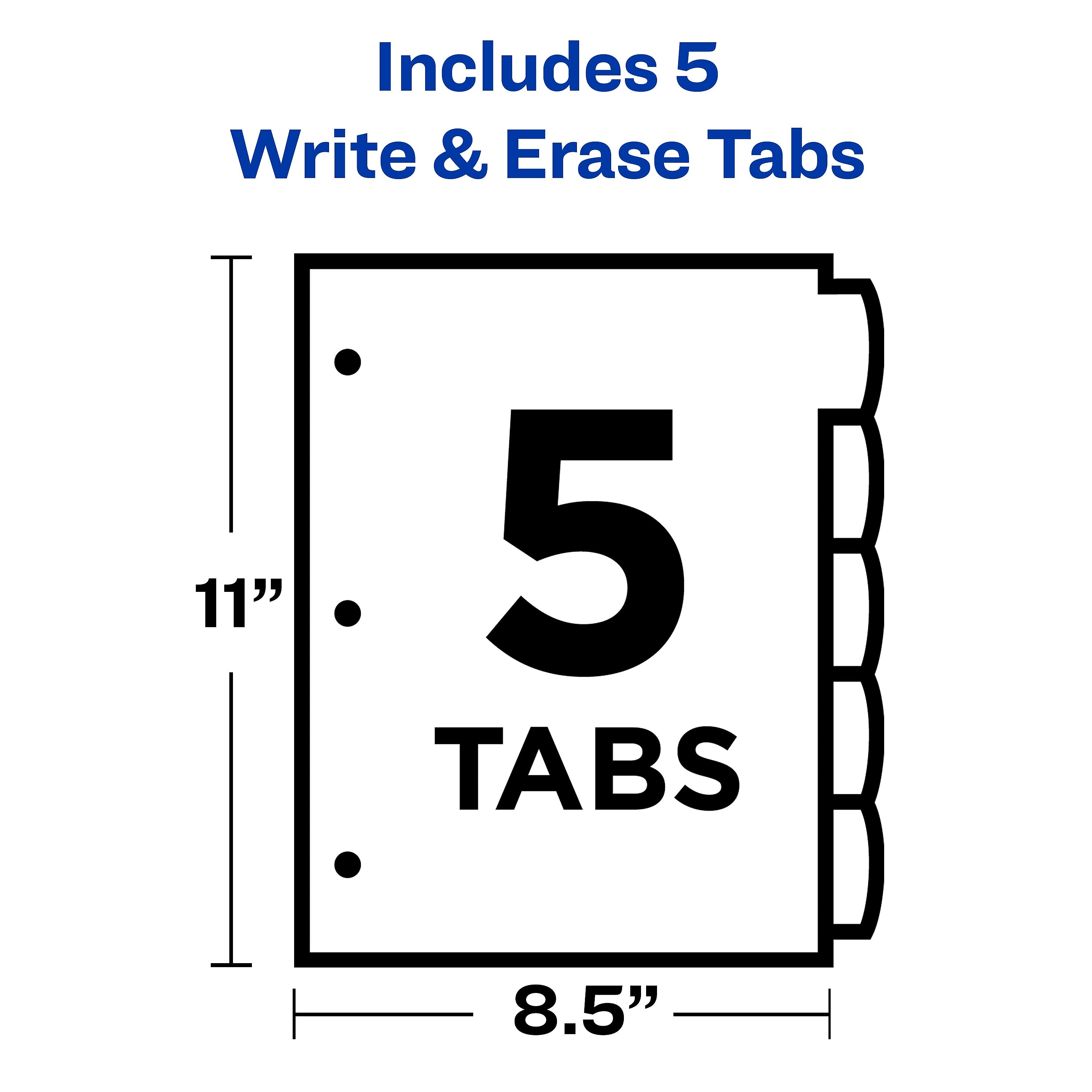 Avery Big Tab Write & Erase Plastic Dividers, 5 Tabs, Bright Multicolor