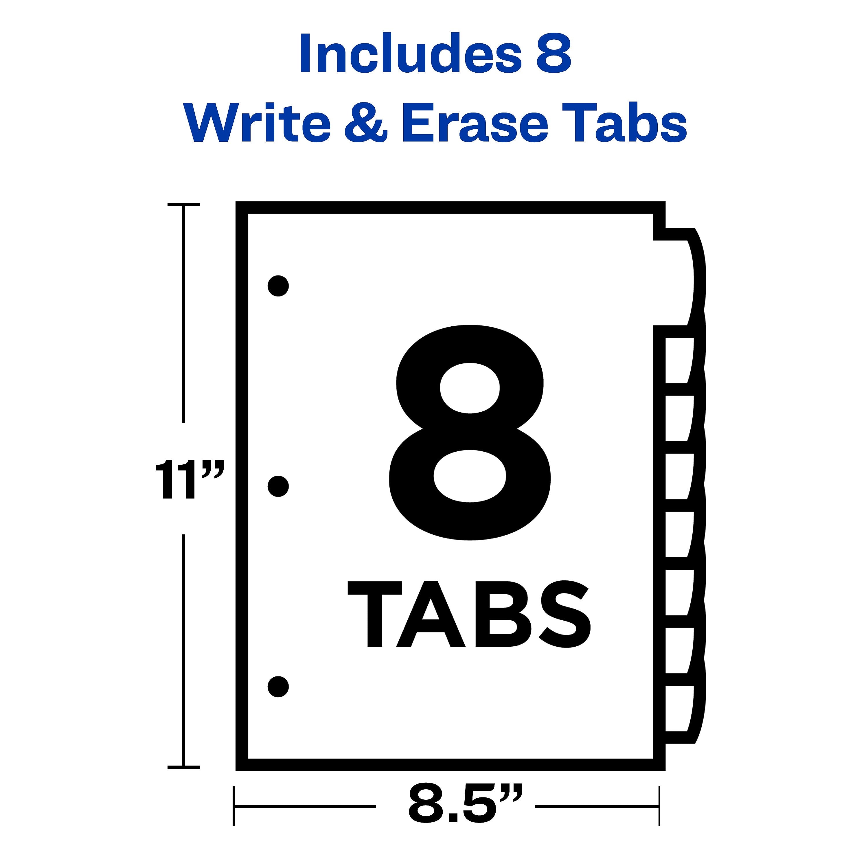 Avery Big Tab Write & Erase Plastic Dividers, 8 Tabs, Multicolor