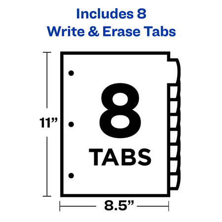 Avery Big Tab Write & Erase Plastic Dividers, 8 Tabs, Multicolor