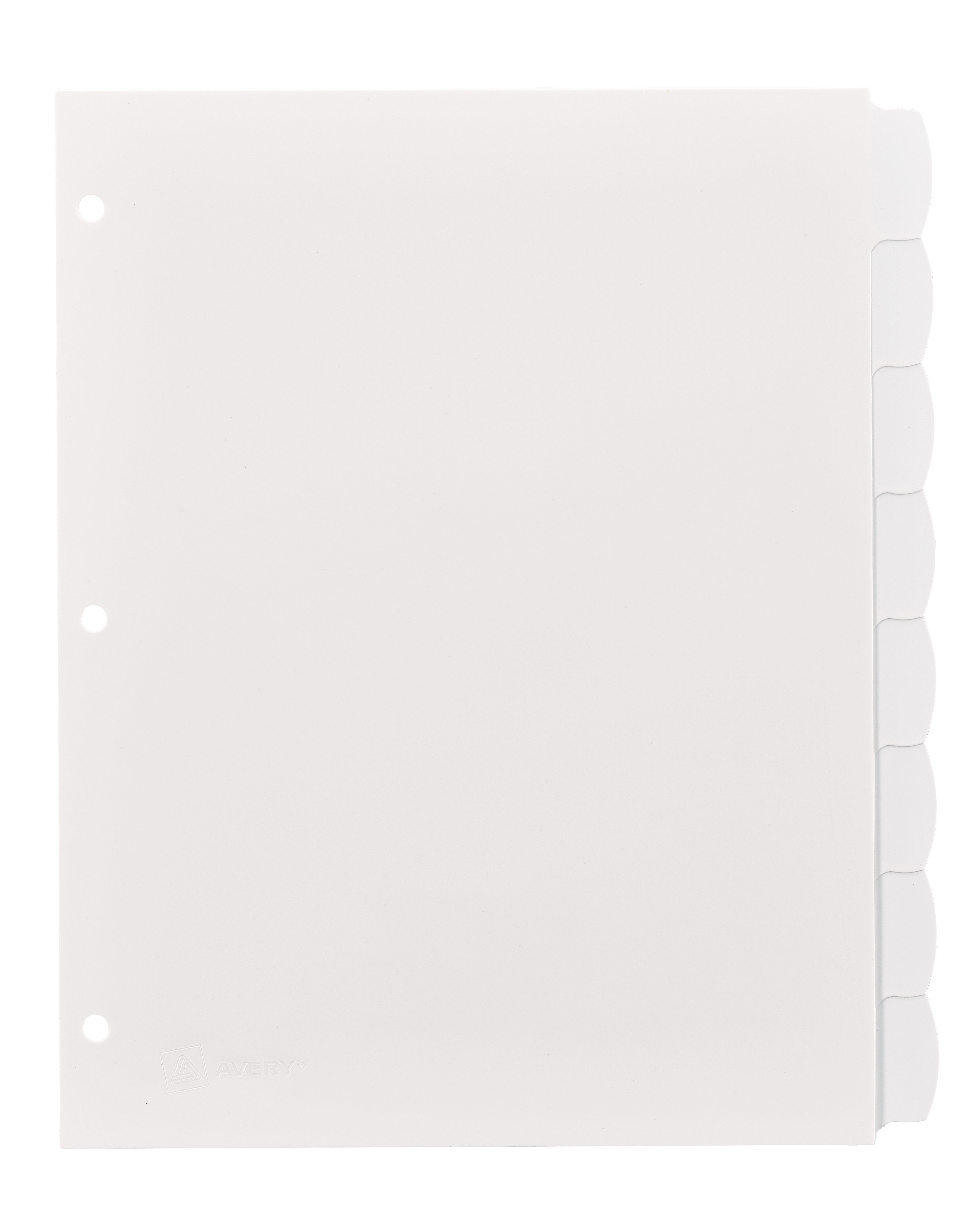 Avery Big Tab Write & Erase Plastic Dividers, 8 Tabs, White