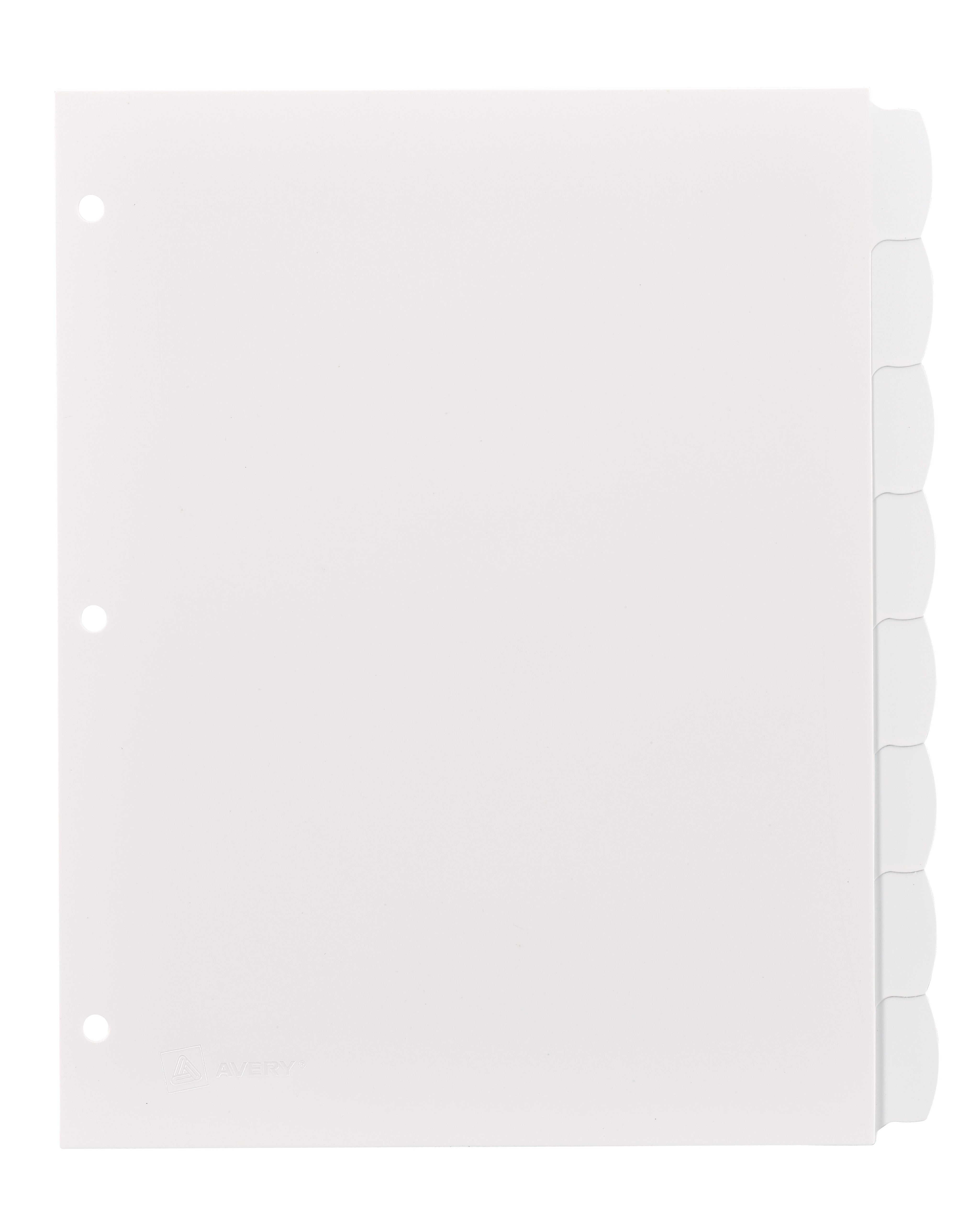 Avery Big Tab Write & Erase Plastic Dividers, 8 Tabs, White