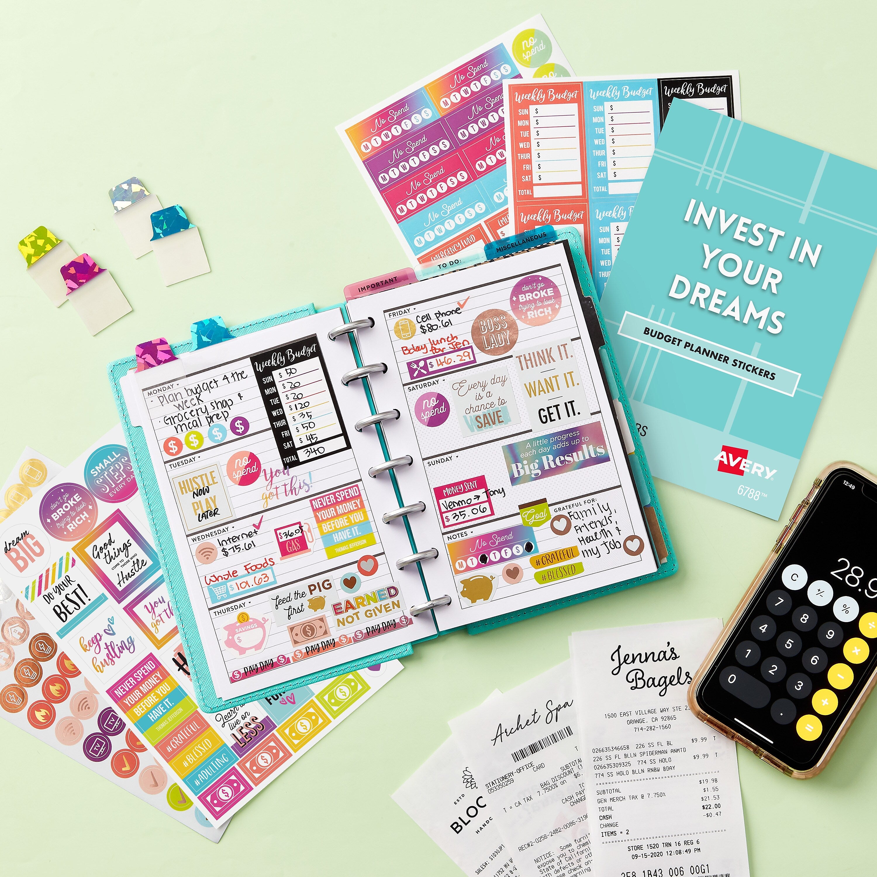 Avery Budget Planner Stickers Pack, 1,230 Stickers, Expense Tracker and Finance Planner Sticker Sheets