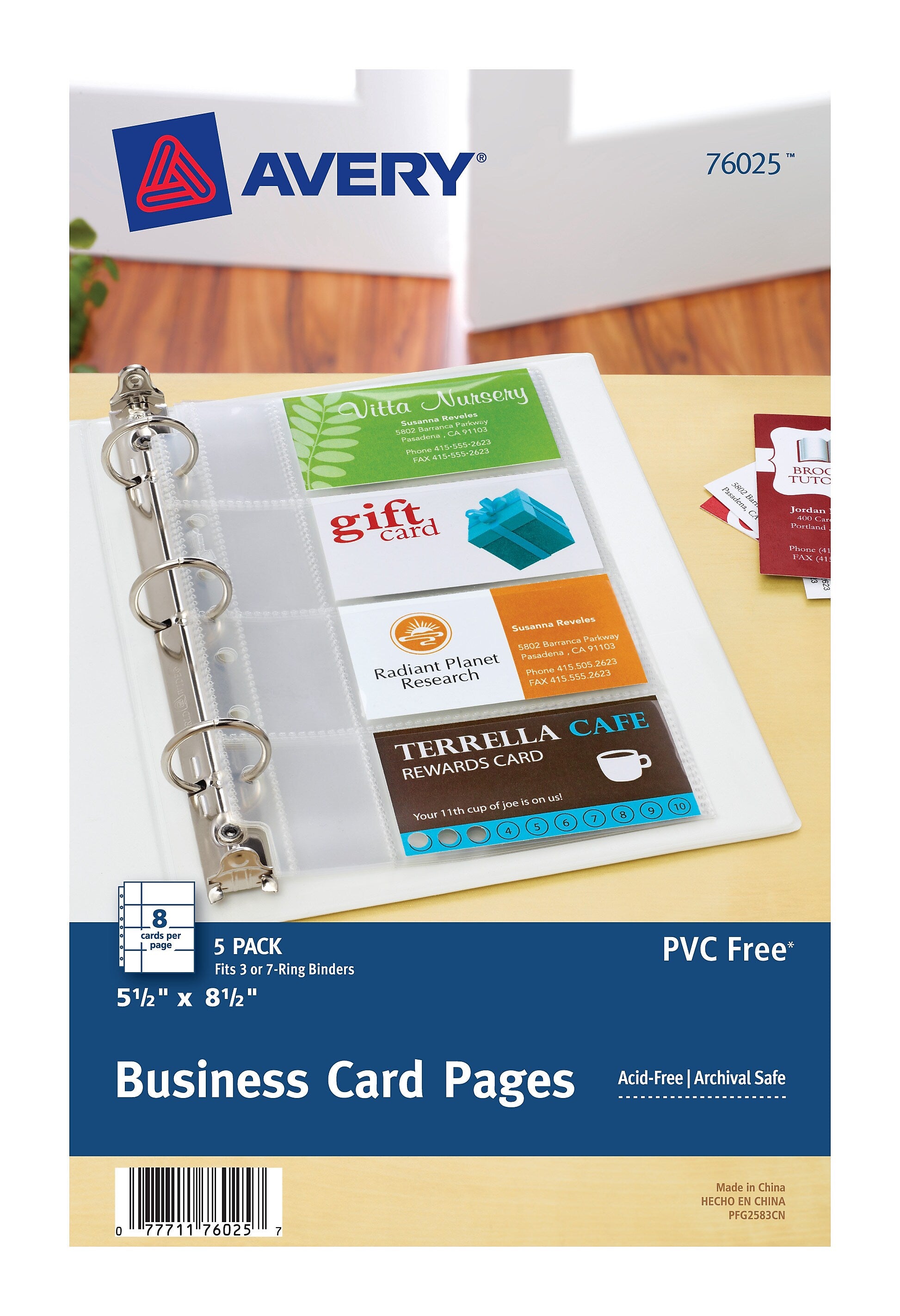 Avery Business Card Pages, 40-Card Capacity, Clear, 5/Pack